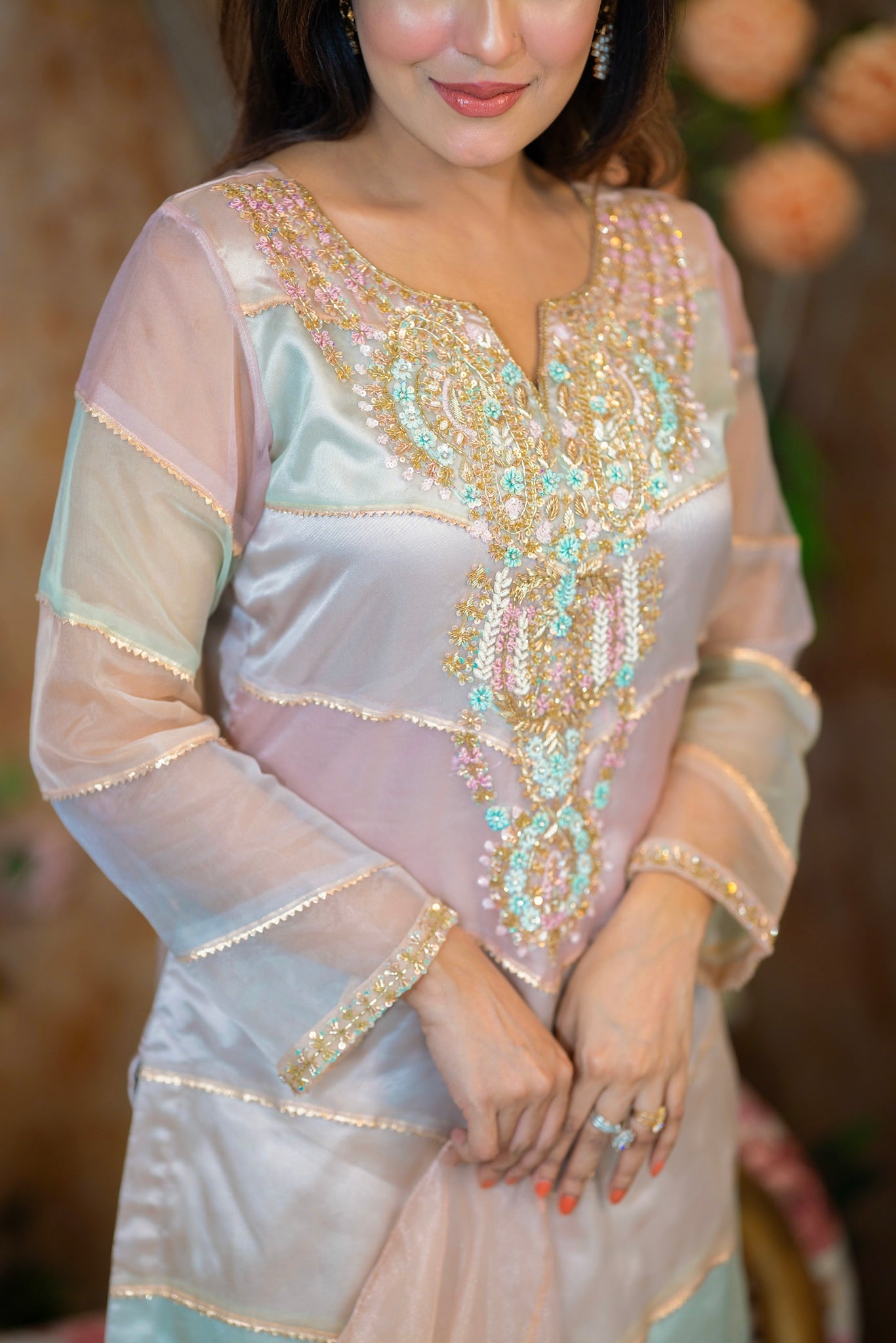 Pastel Elegance Embroidered Ensemble Set