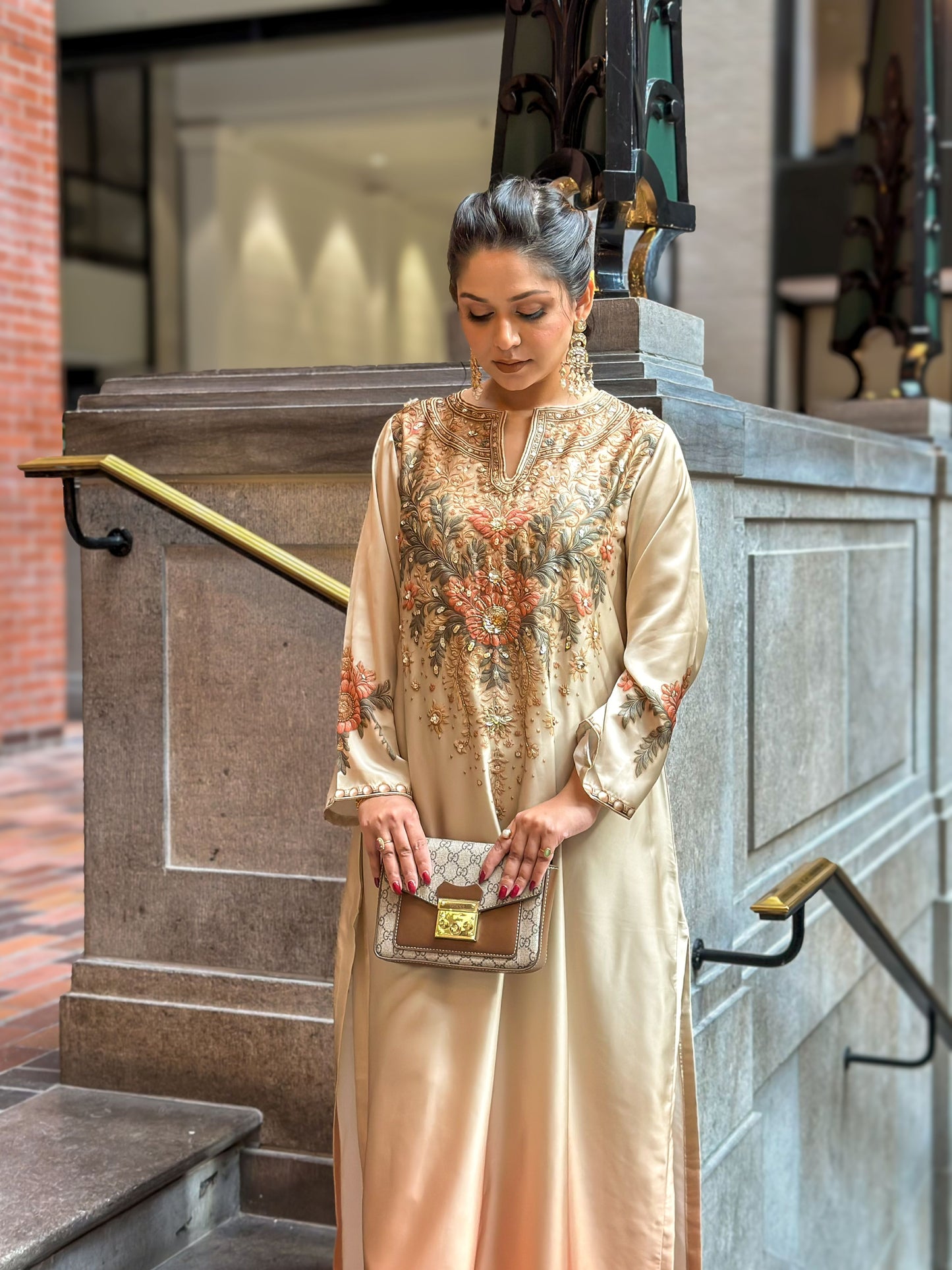 Golden Blossom Elegance Kameez And Pant Set