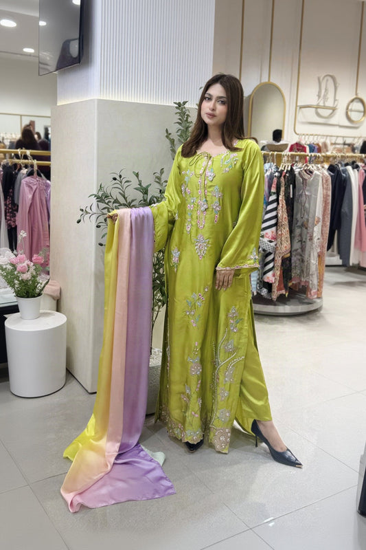 Lime Blossom Long Kameez And Pant Set