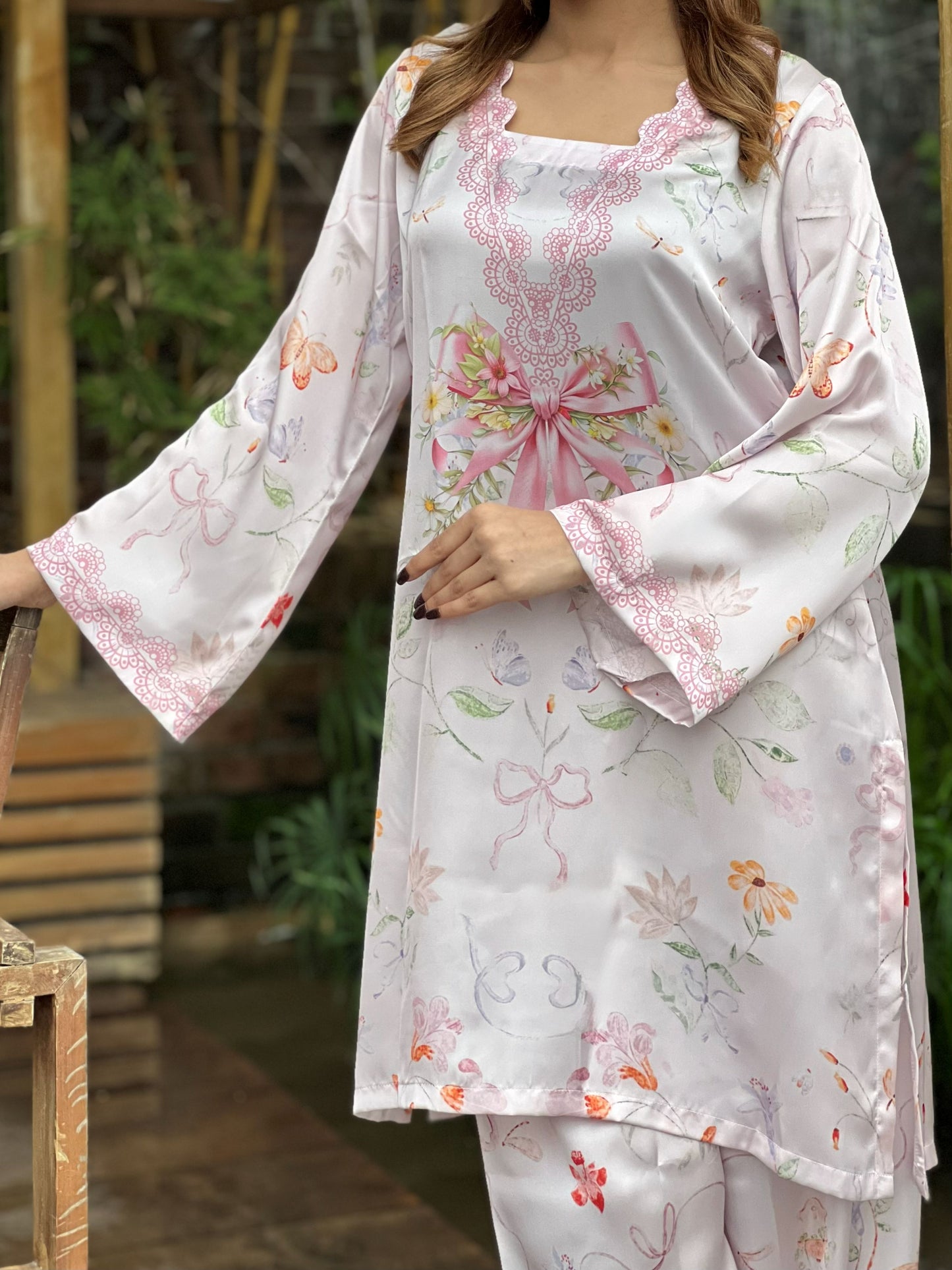 Blush Bow Floral Co-ord Set