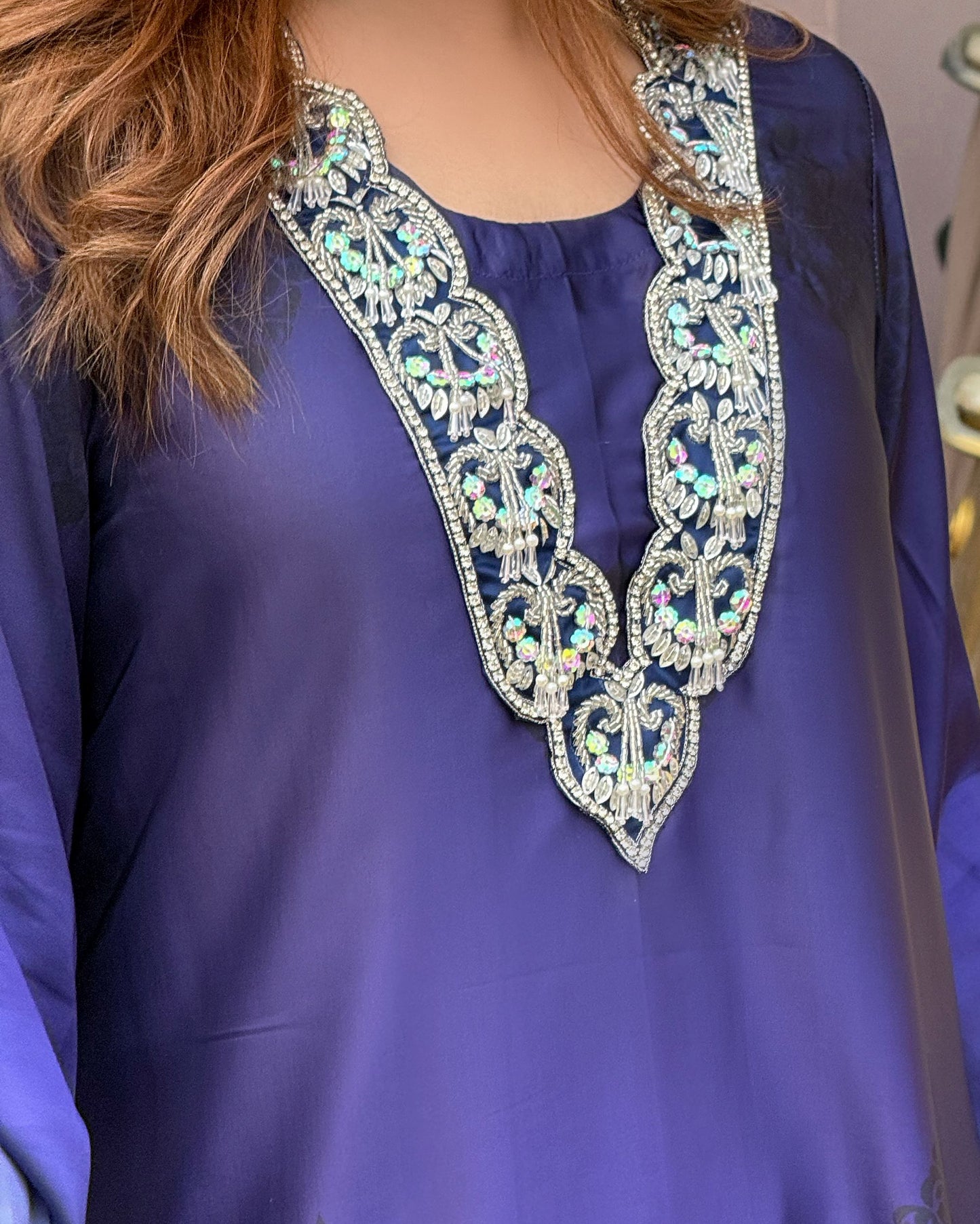 Royal Indigo Karchupi Kameez