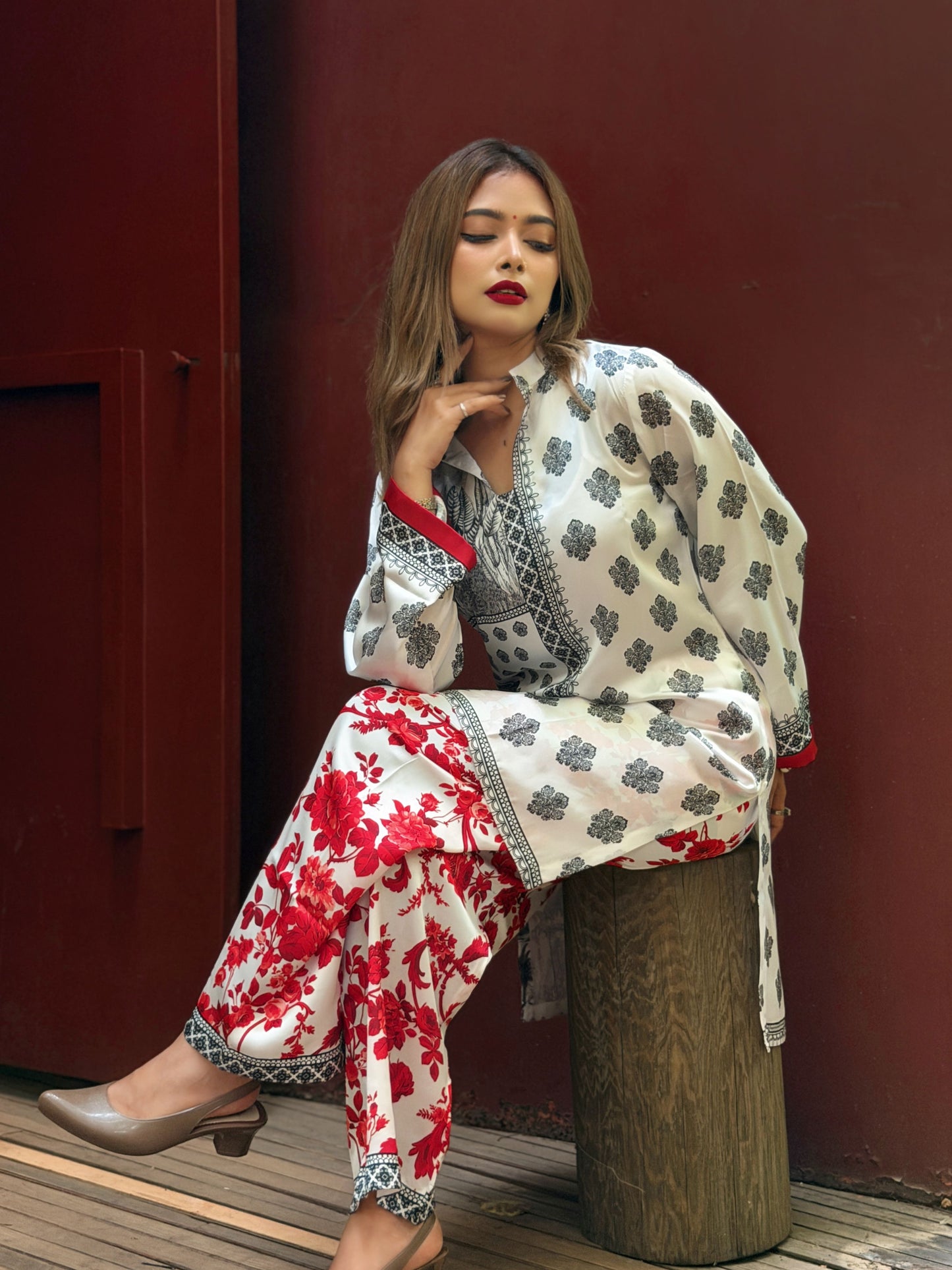 White Tropical Print Co-ord Set
