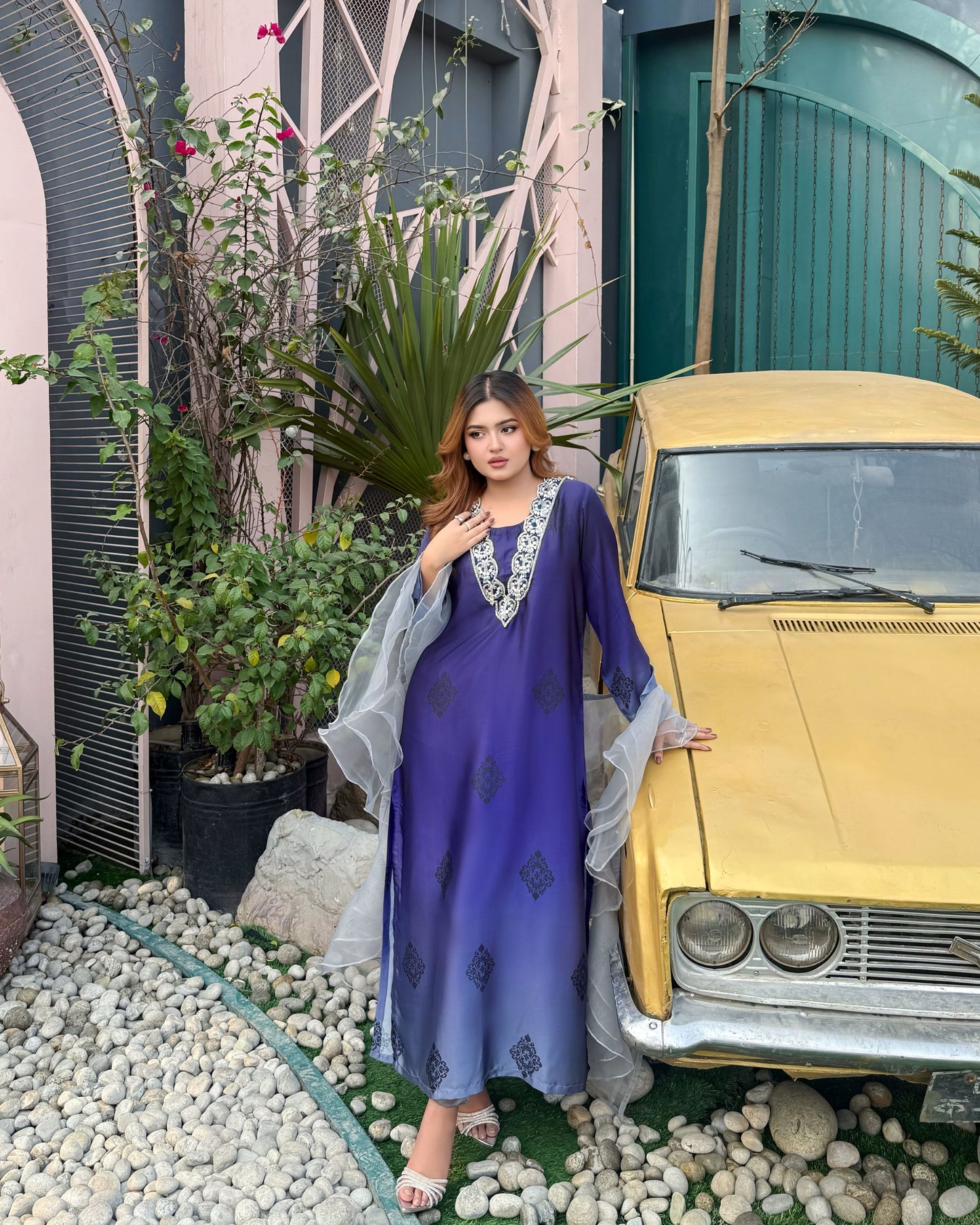 Royal Indigo Karchupi Kameez
