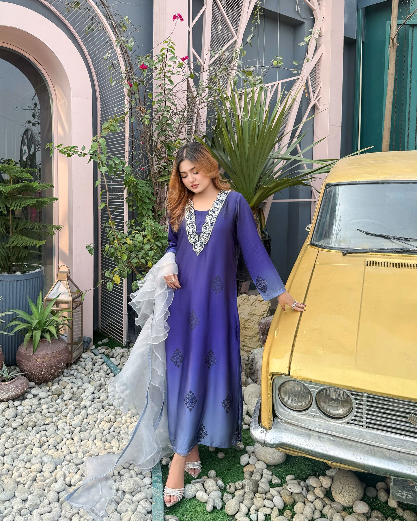 Royal Indigo Karchupi Kameez