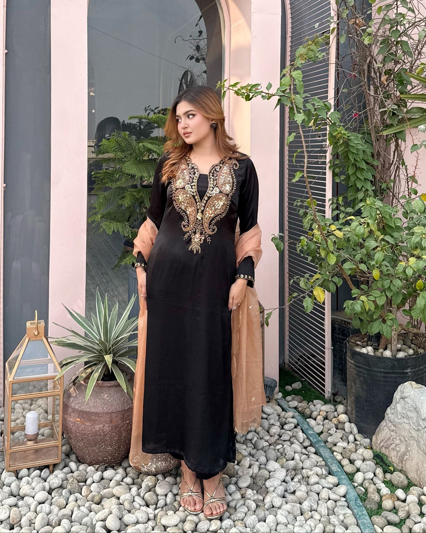 Midnight Elegance Karchupi Kameez