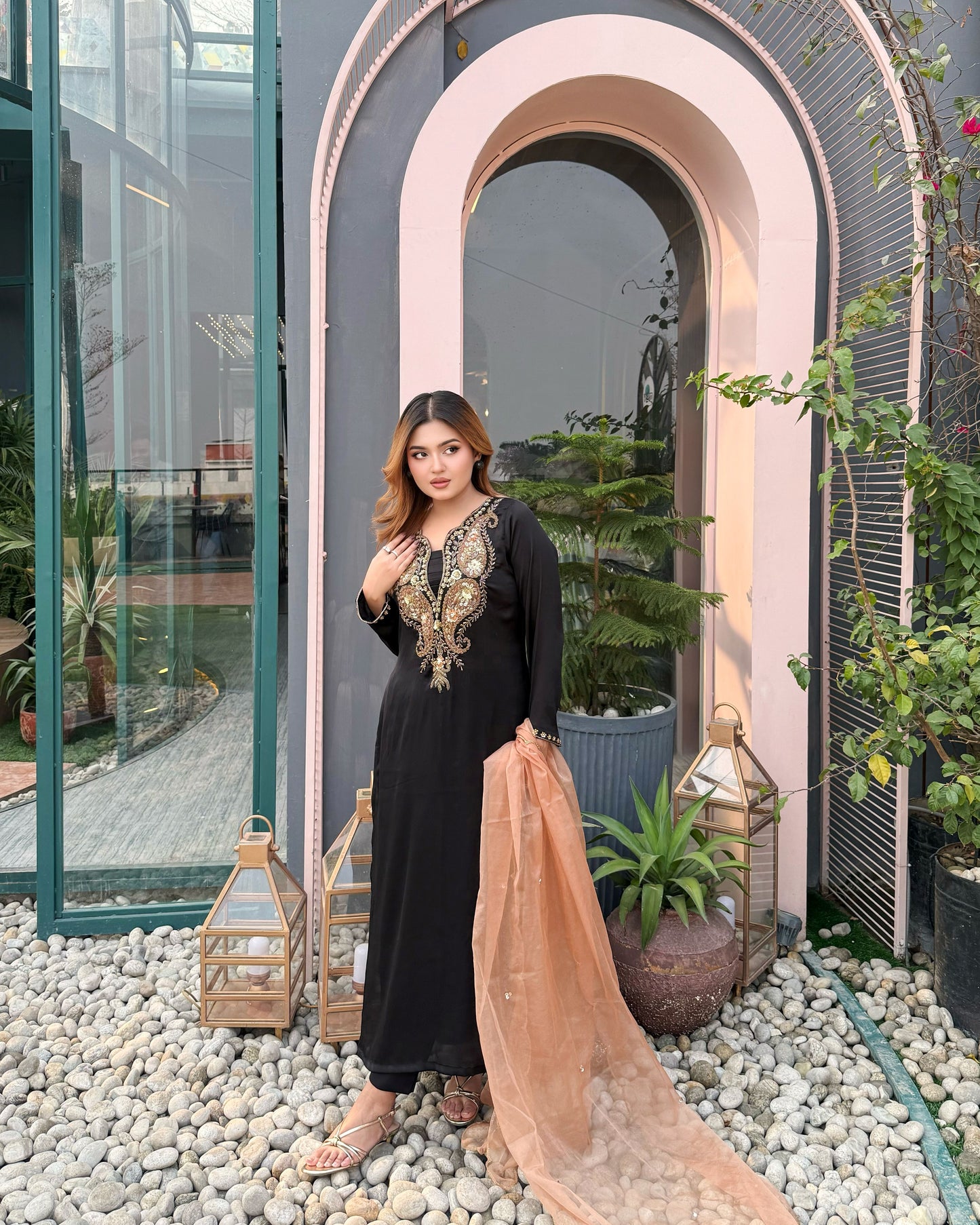 Midnight Elegance Karchupi Kameez