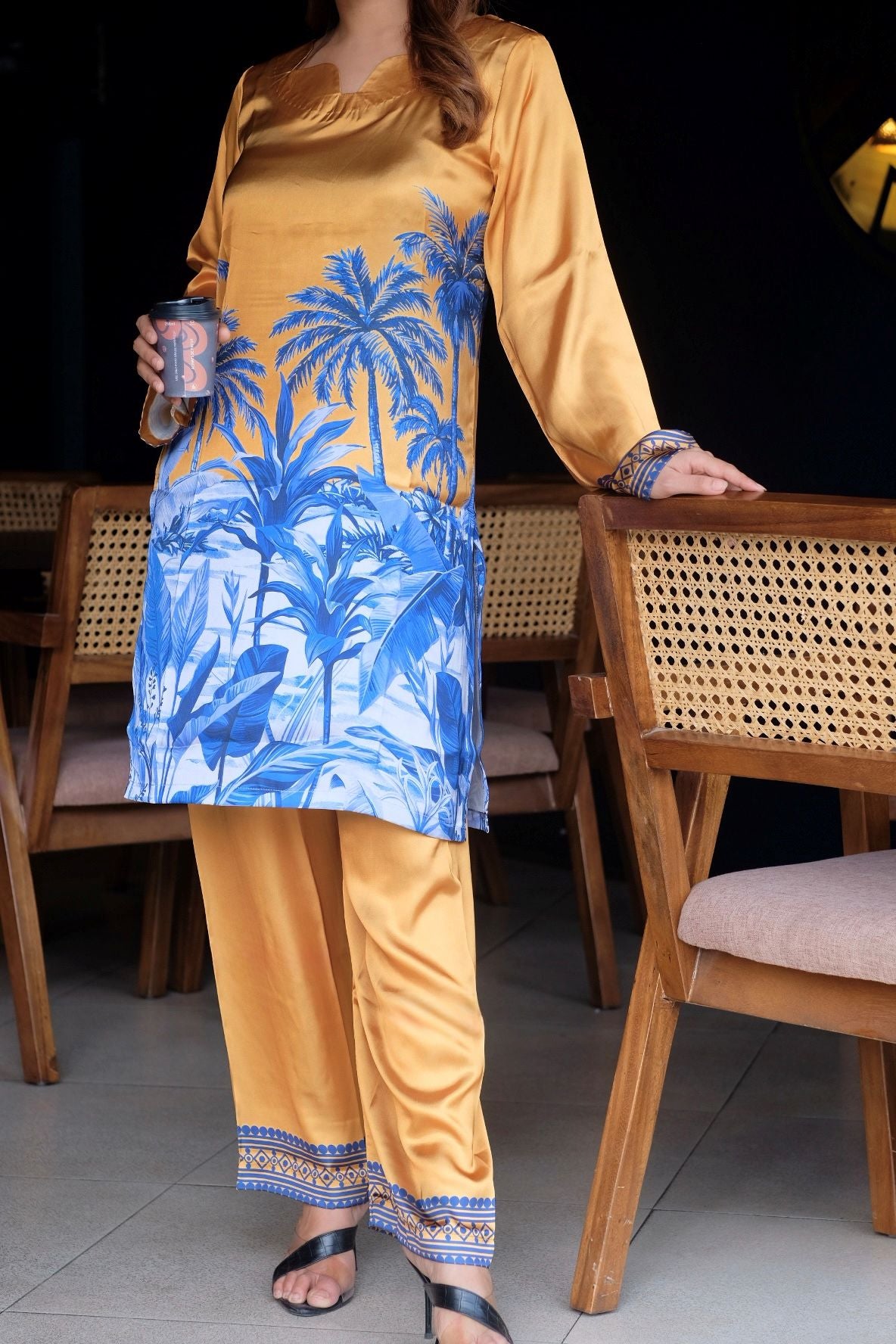 Golden Tropical  Printed Co-ord