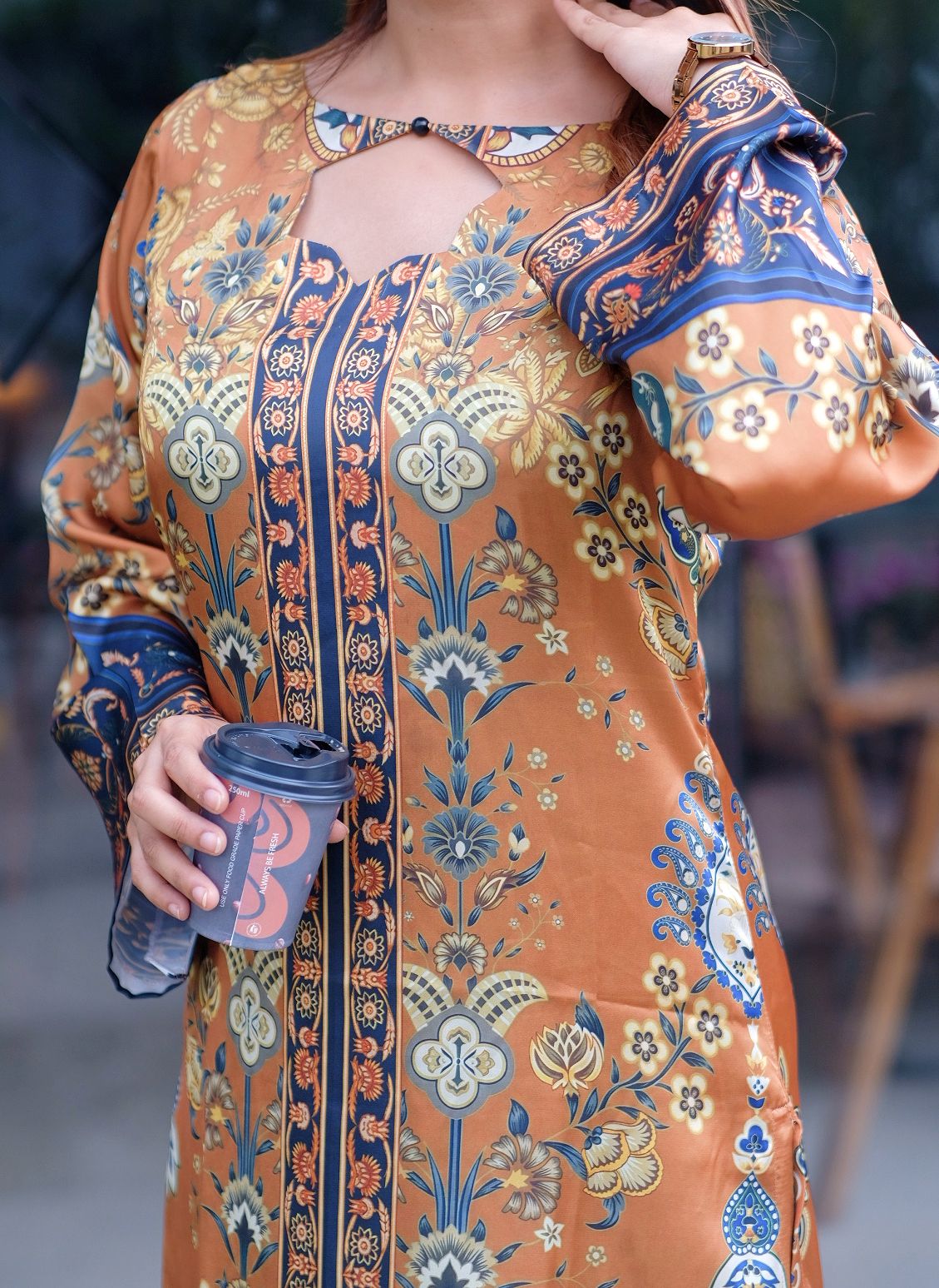 Golden  Floral  Printed Co-ord