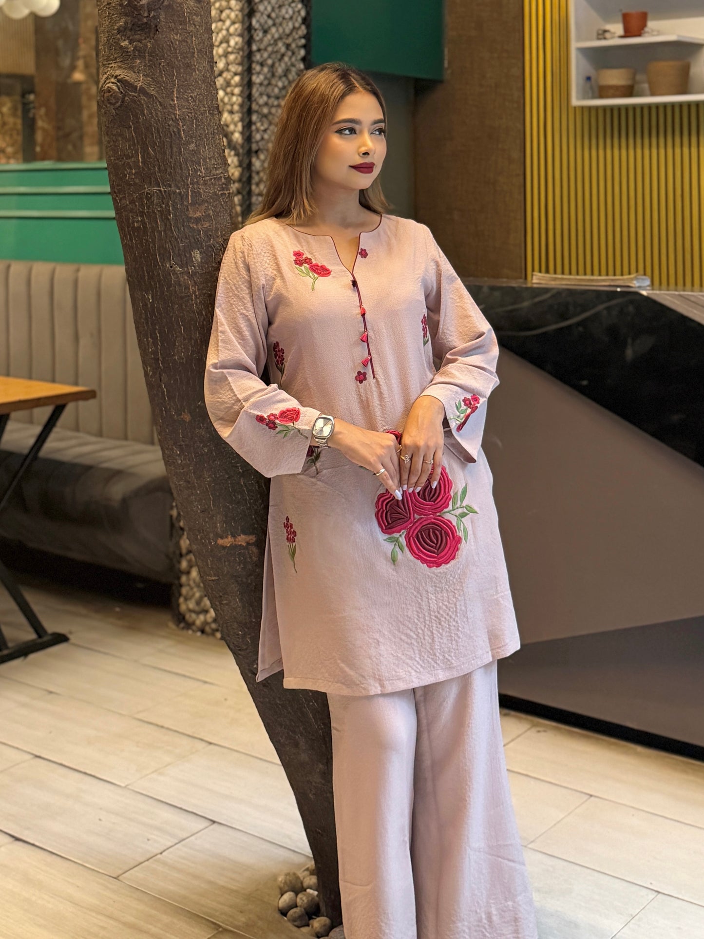 Blush Rose Appliqué Co-ord Set