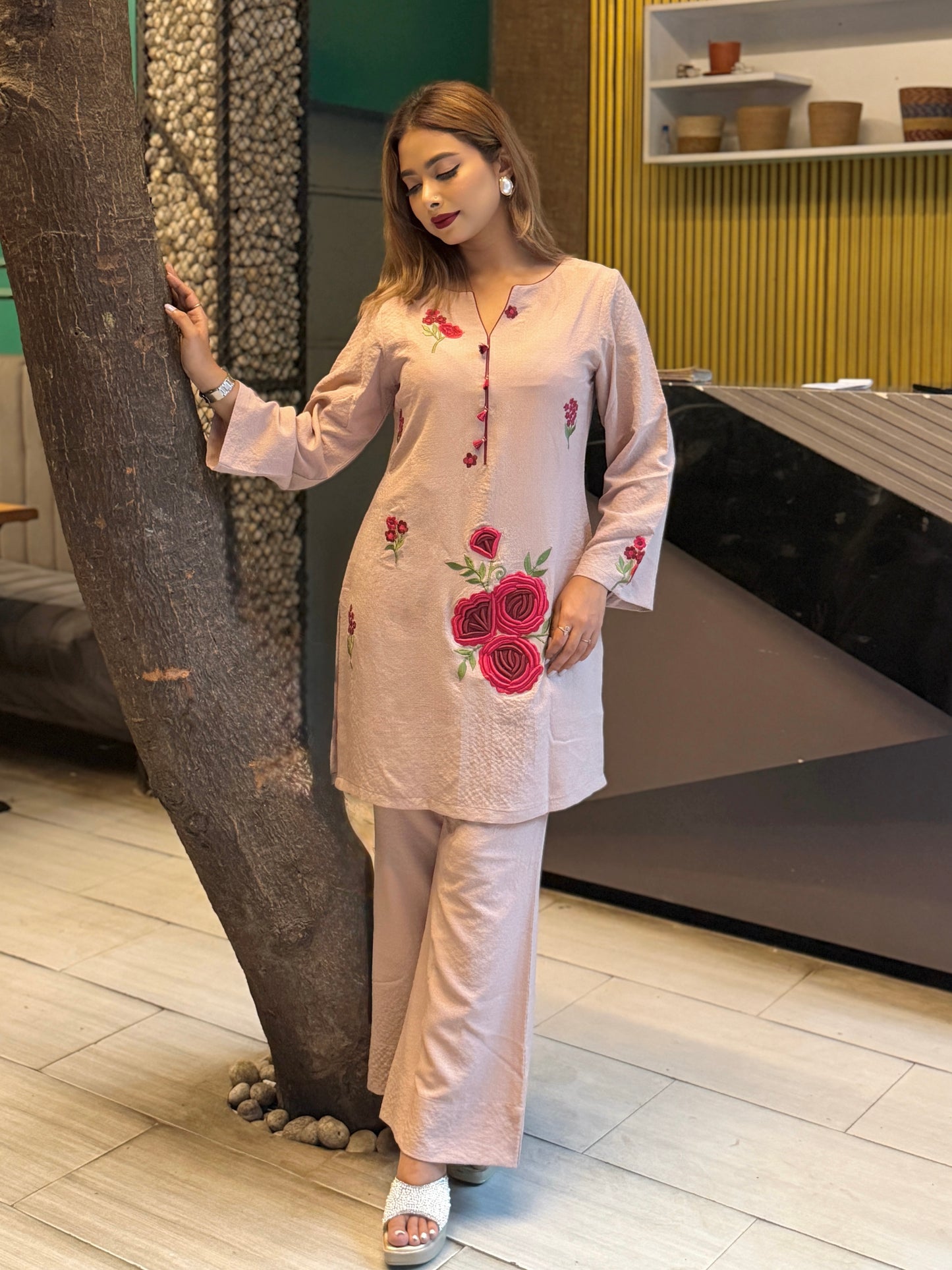 Blush Rose Appliqué Co-ord Set