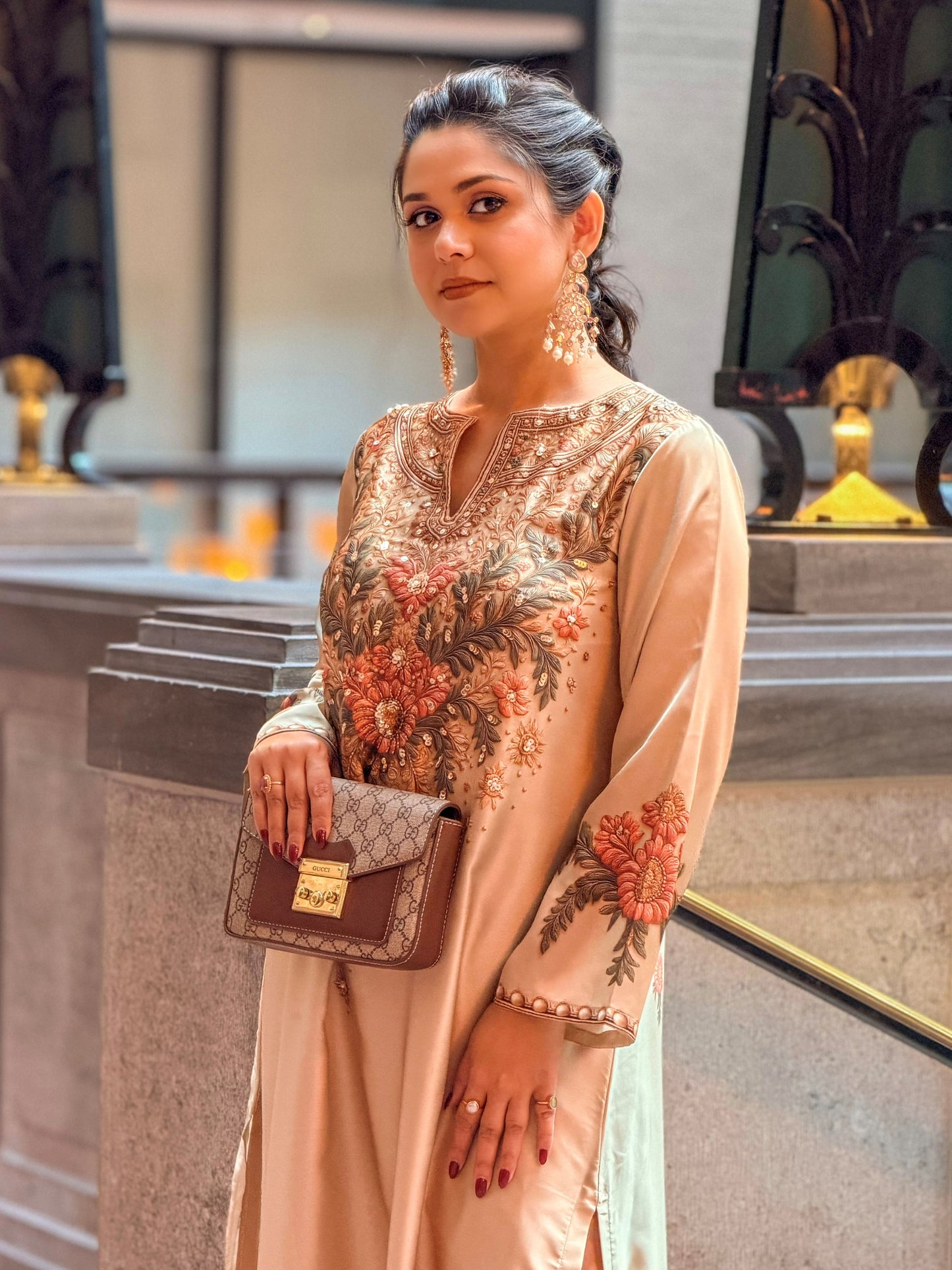 Golden Blossom Elegance Kameez And Pant Set