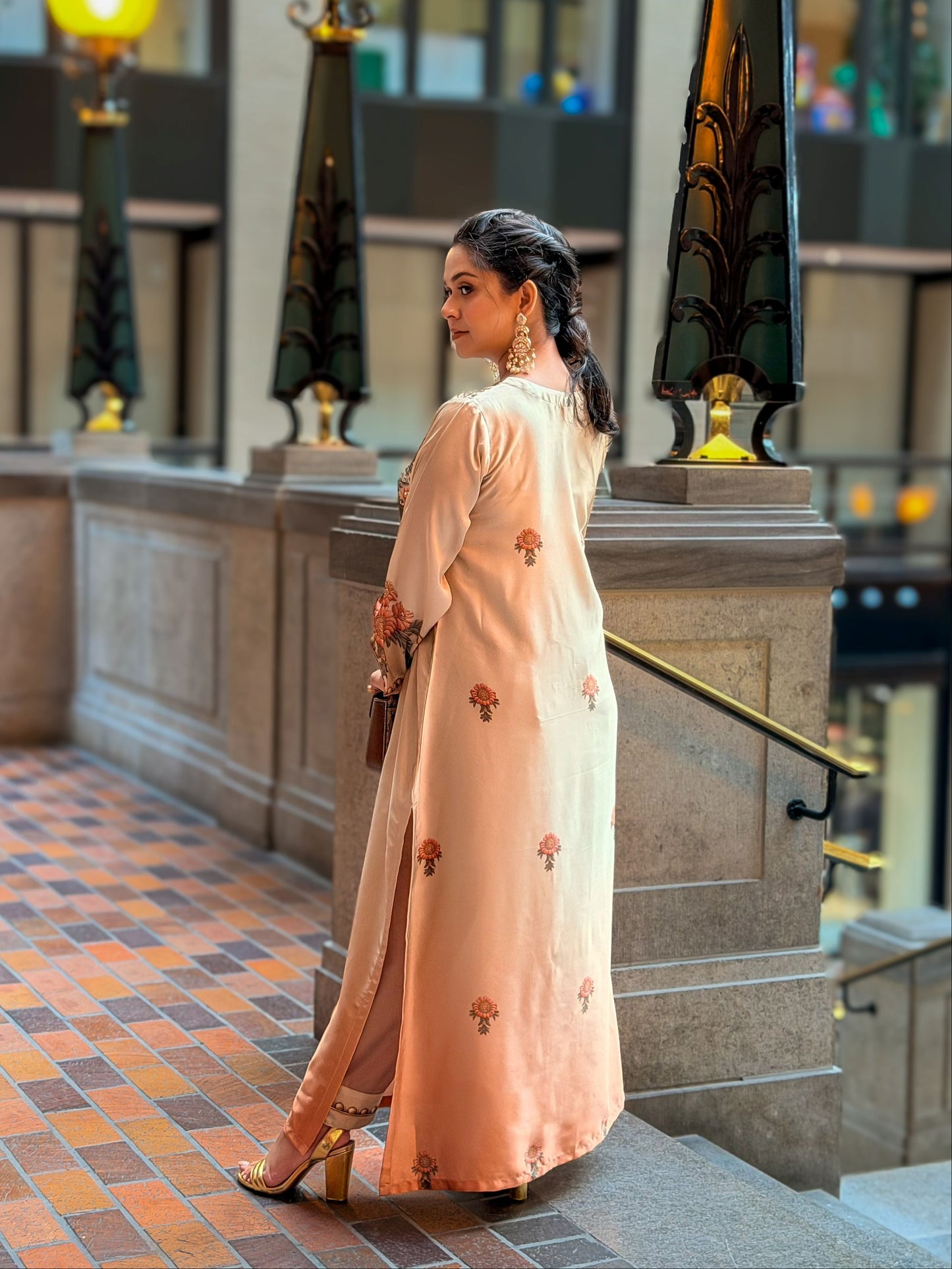 Golden Blossom Elegance Kameez And Pant Set