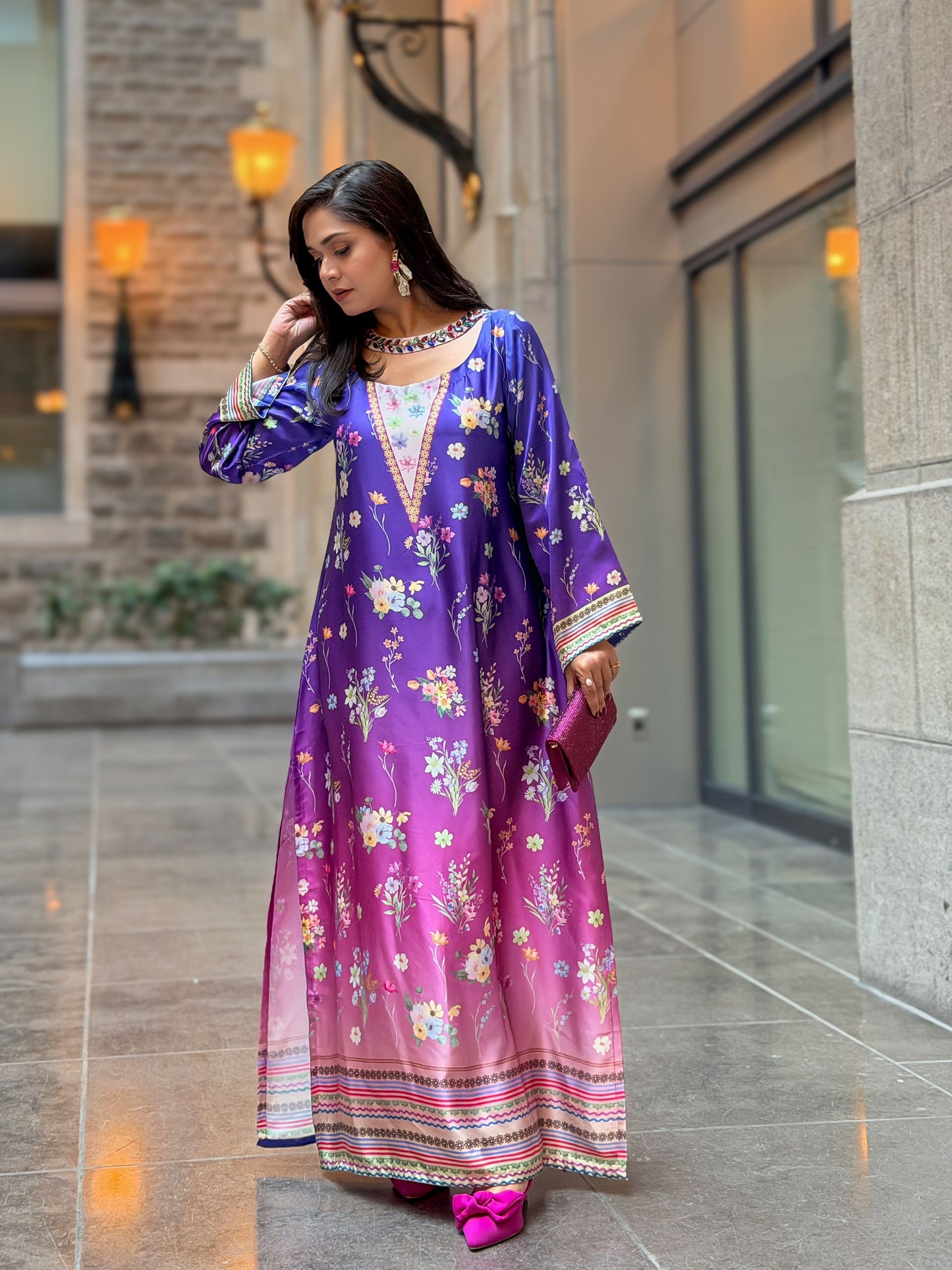 Royal Orchid Elegance Kameez And Pant Set
