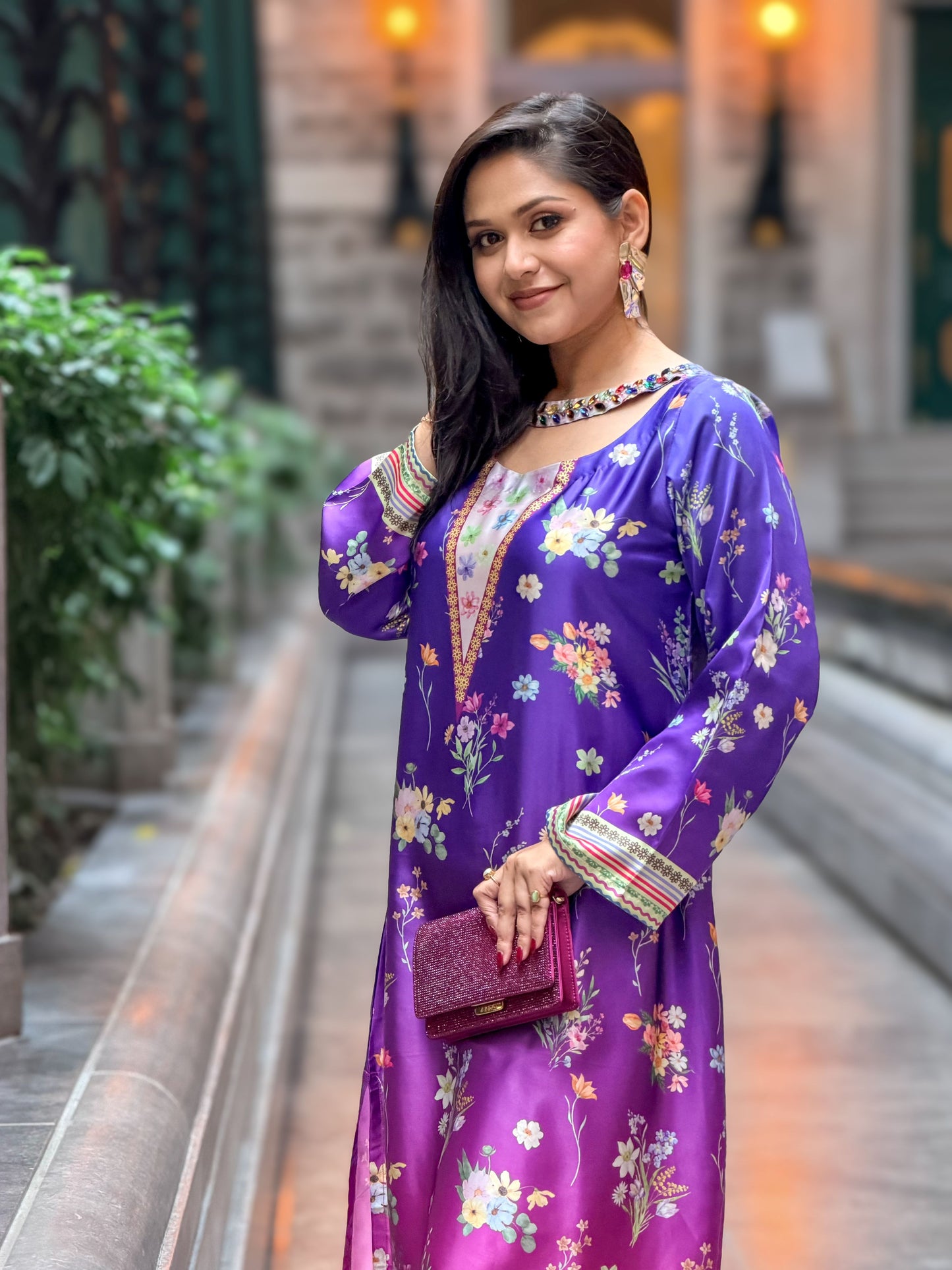 Royal Orchid Elegance Kameez And Pant Set