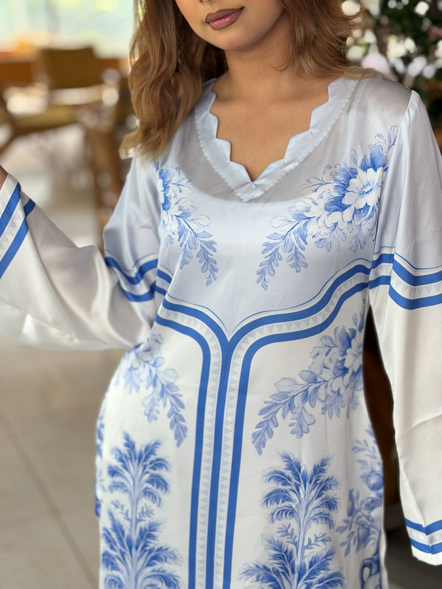 Blue Floral Print Ethnic Co-ord