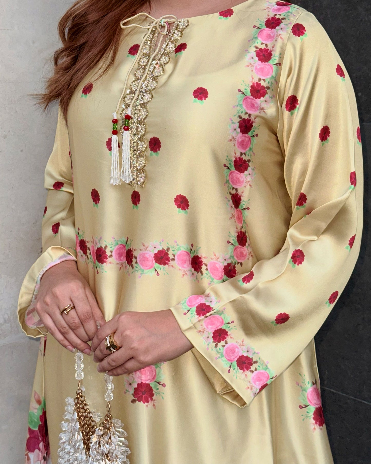 Azure Blossom Printed Long Kameez