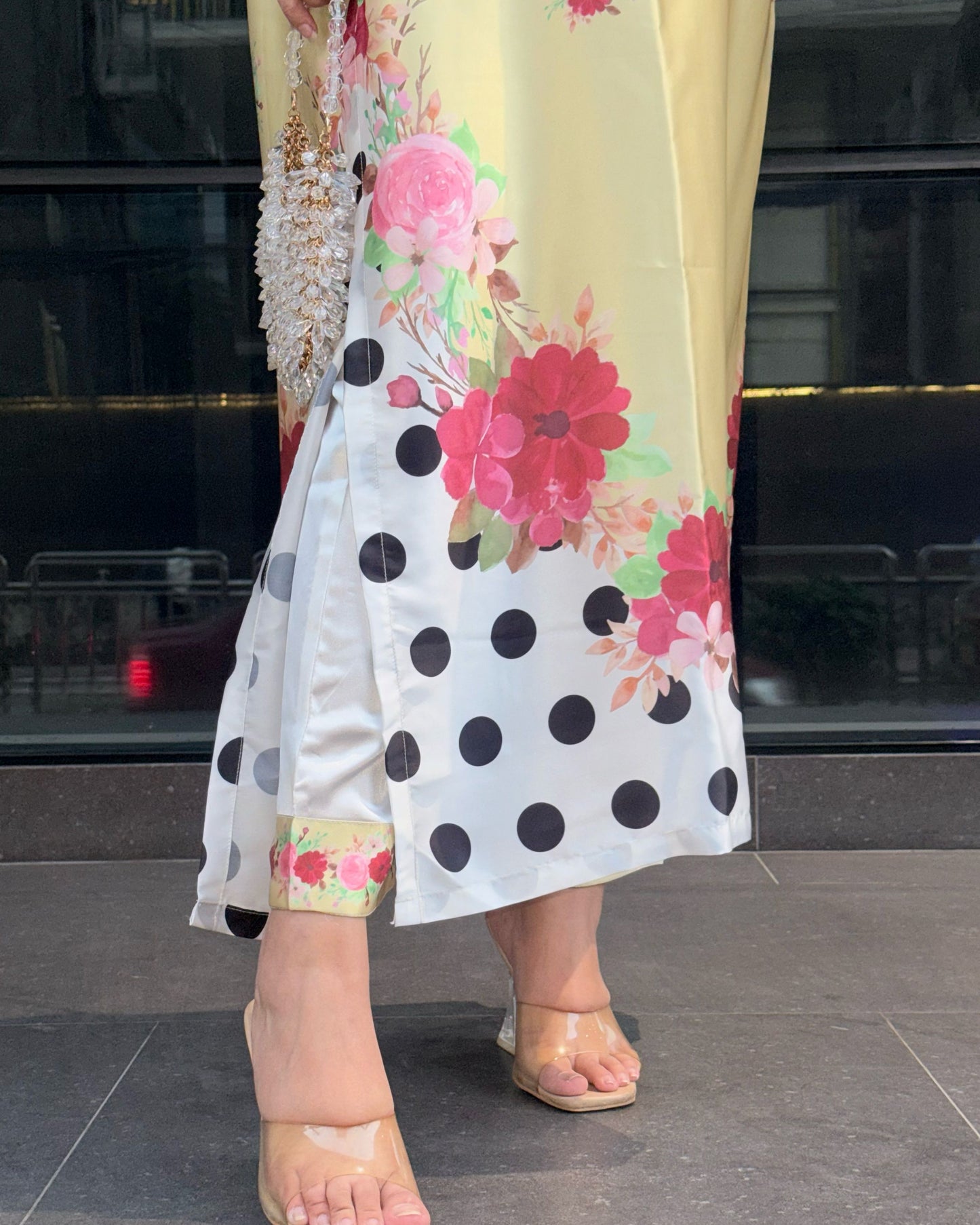 Azure Blossom Printed Long Kameez