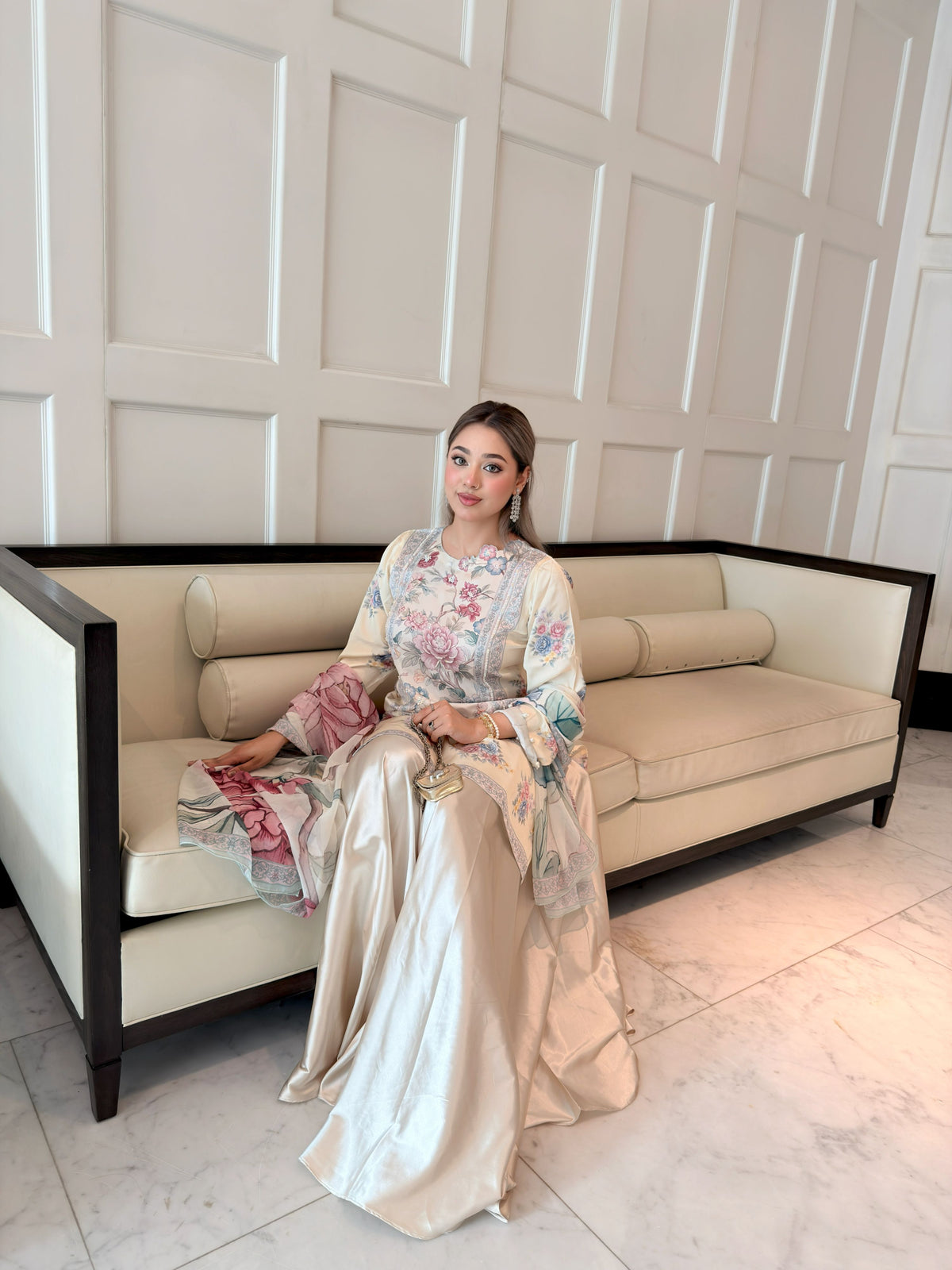 Pastel Floral Serenity Kameez And Dupatta Set