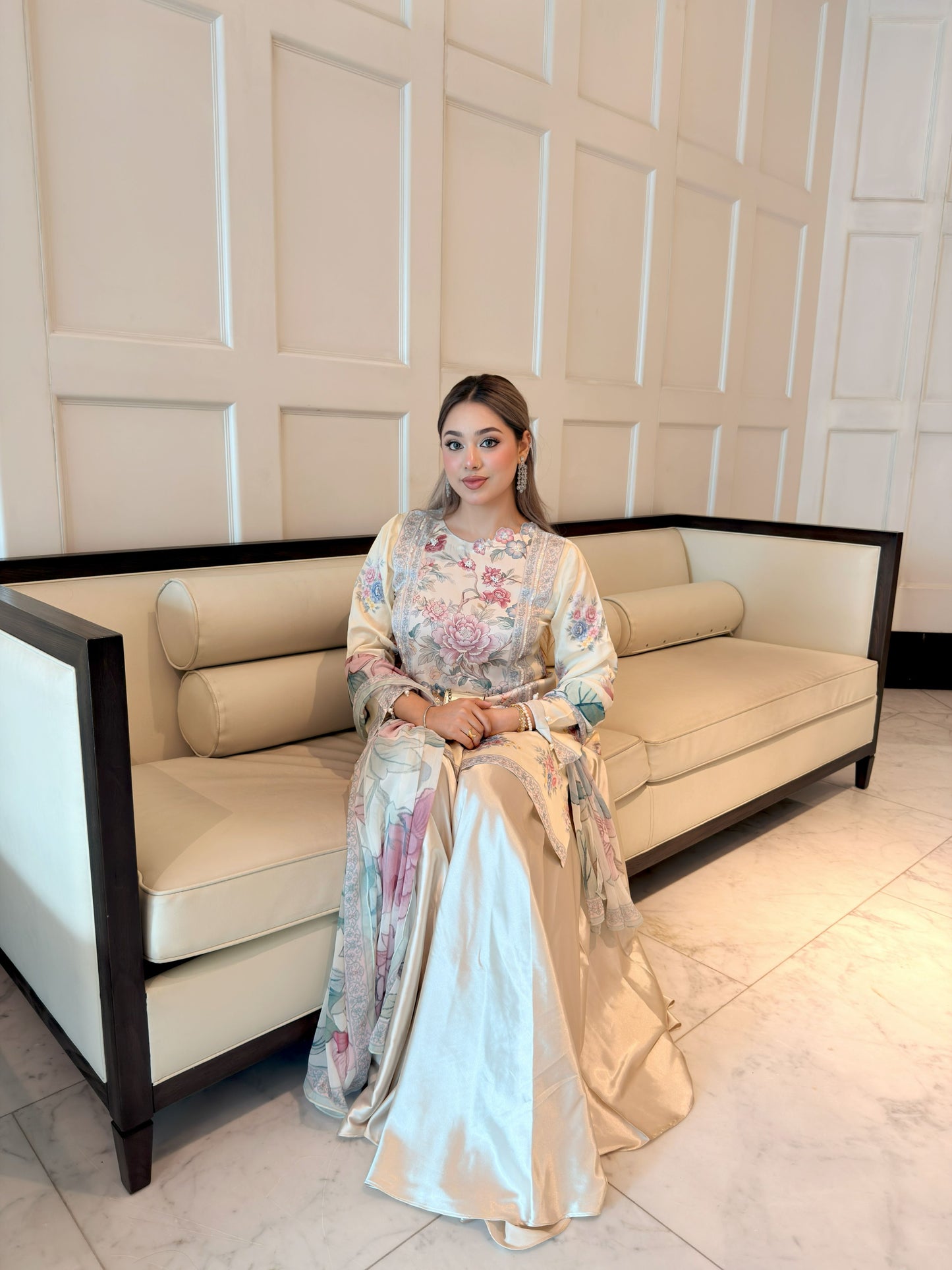 Pastel Floral Serenity Kameez And Dupatta Set