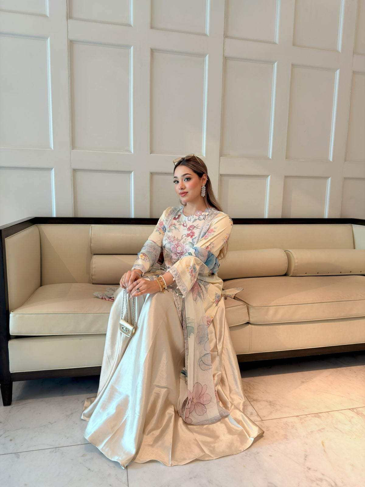Pastel Floral Serenity Kameez And Dupatta Set