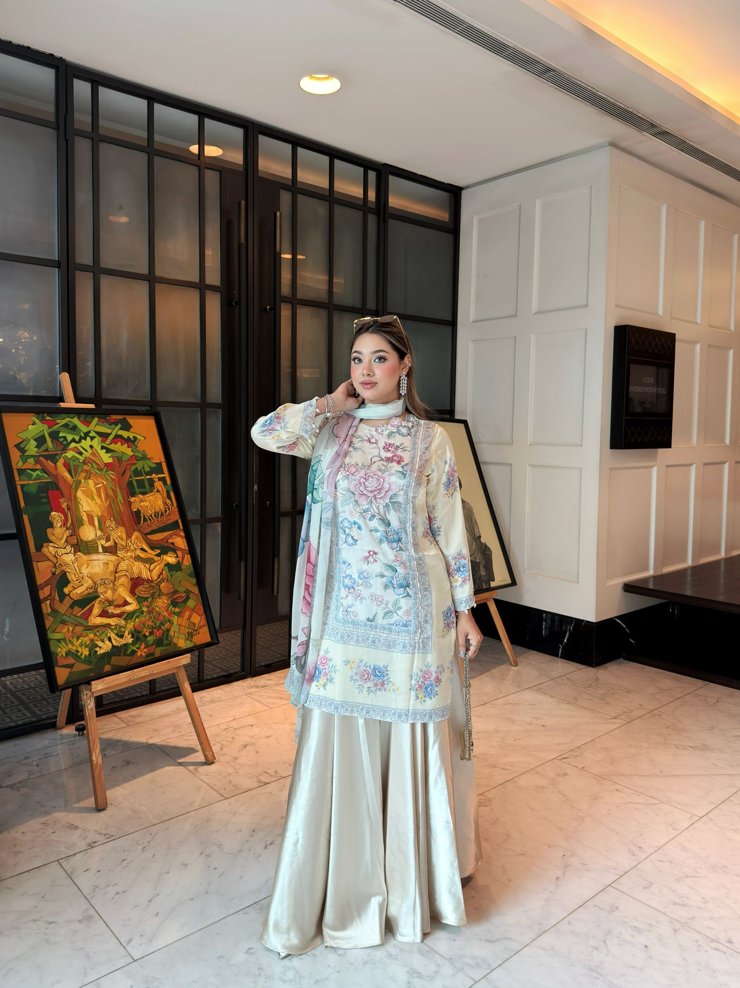 Pastel Floral Serenity Kameez And Dupatta Set