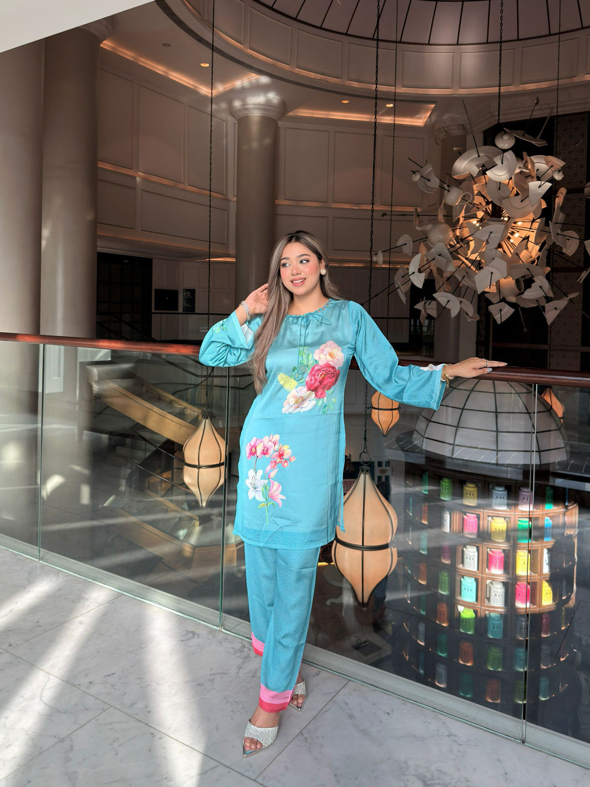 Aqua Floral Co-ord