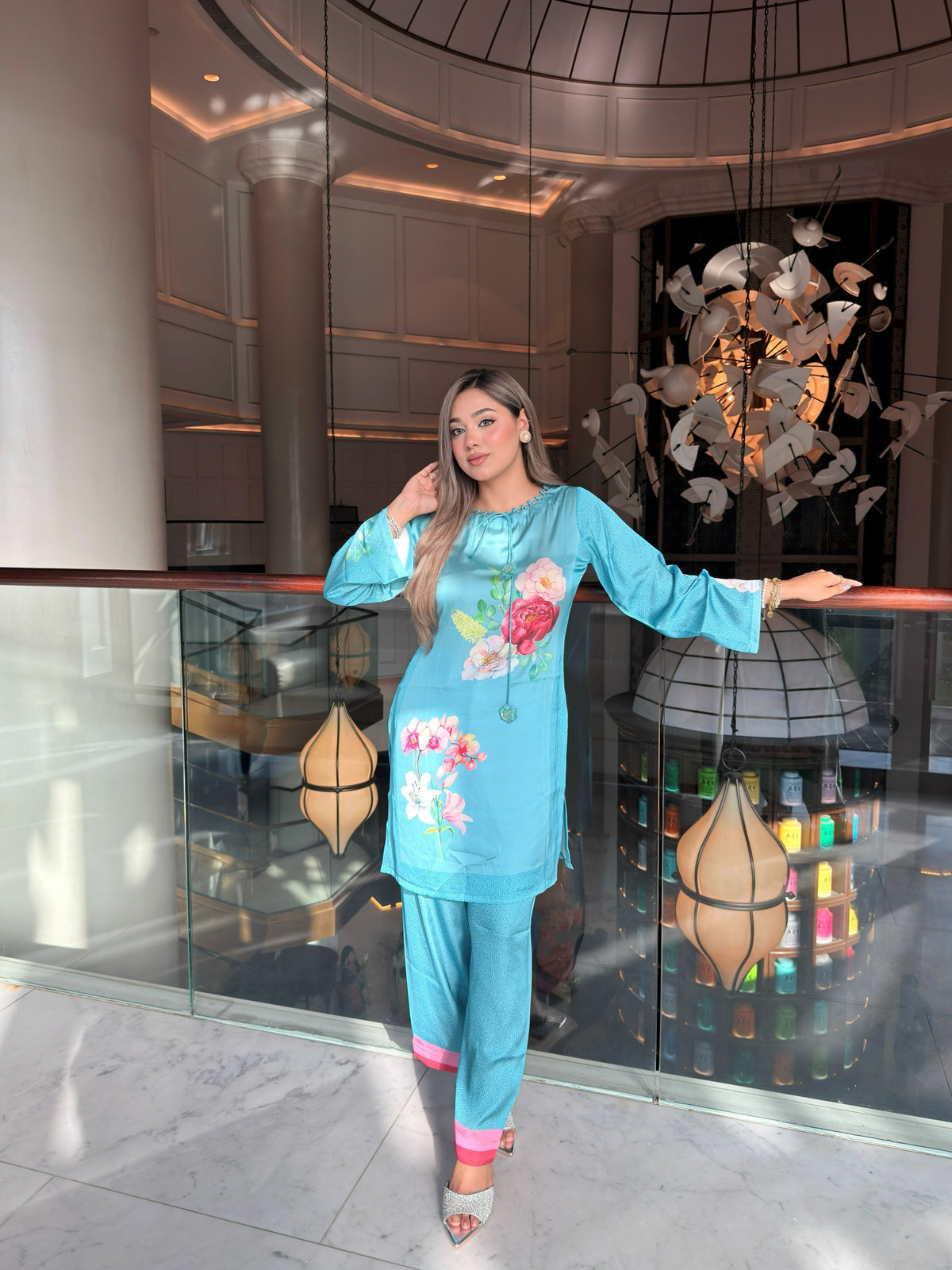 Aqua Floral Co-ord