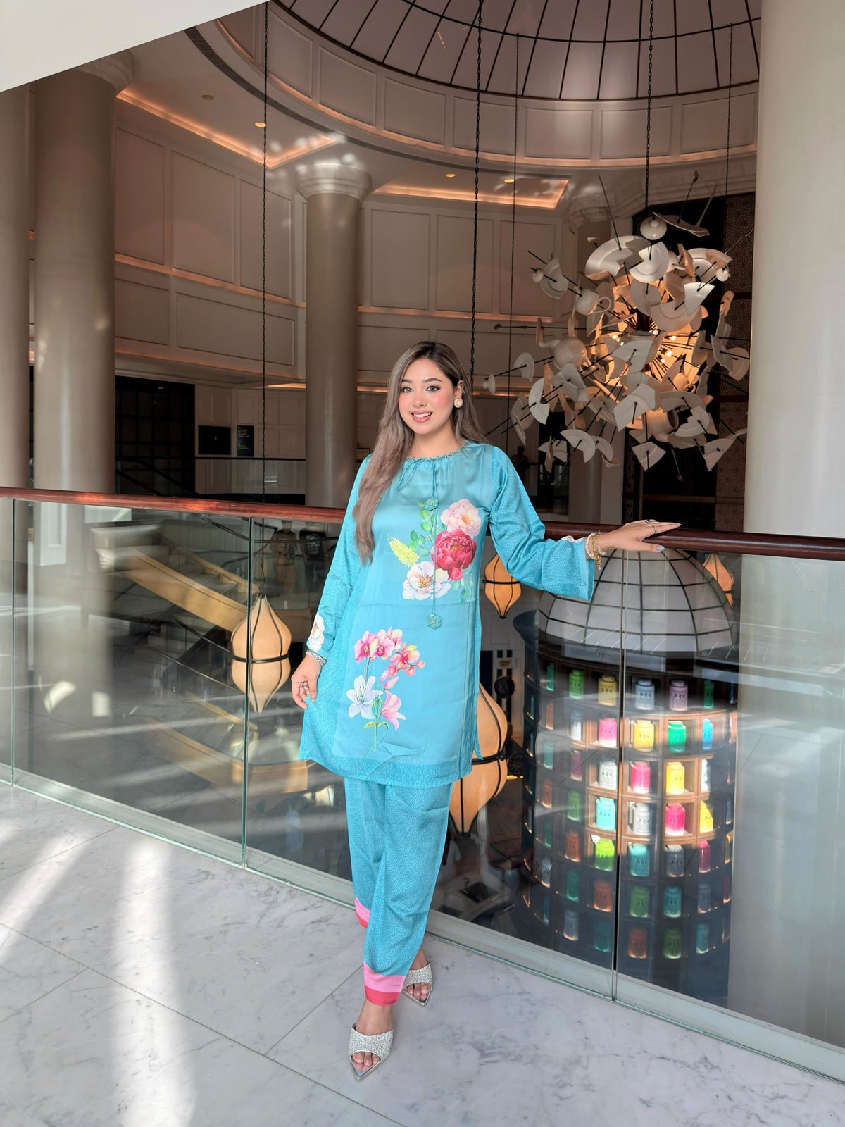 Aqua Floral Co-ord