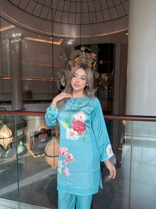 Aqua Floral Co-ord