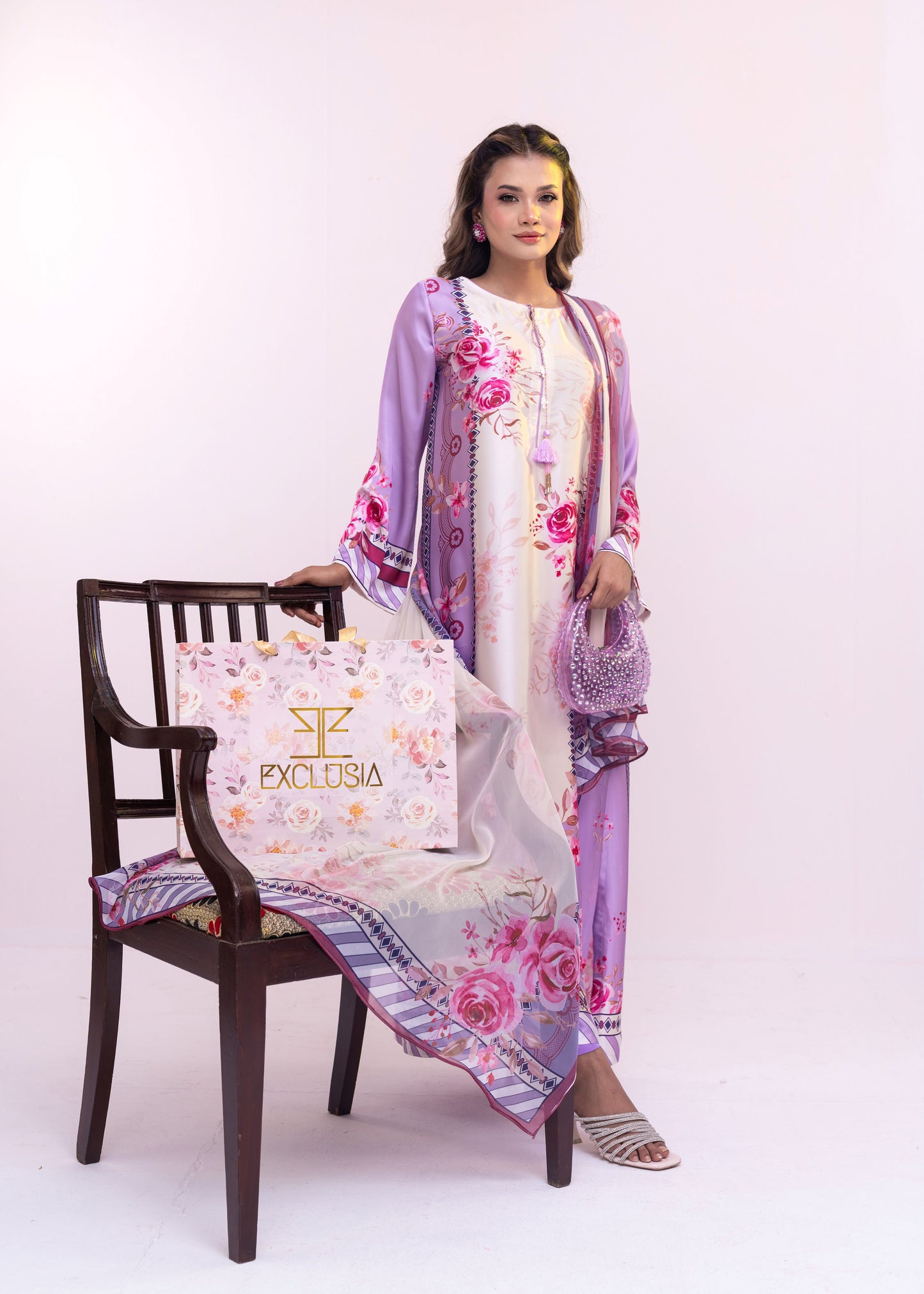 Lavender Blossom Charm Kameez With  Dupatta Set