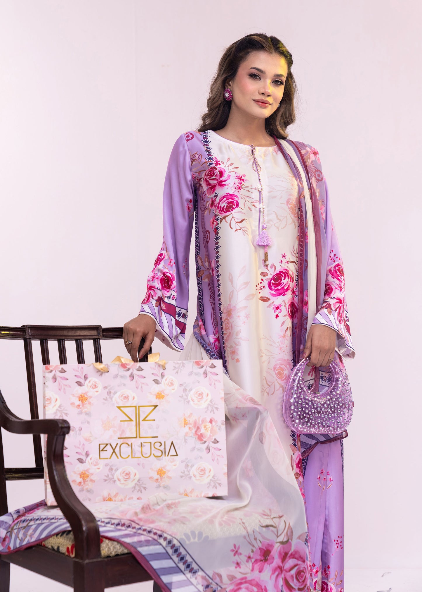 Lavender Blossom Charm Kameez With  Dupatta Set