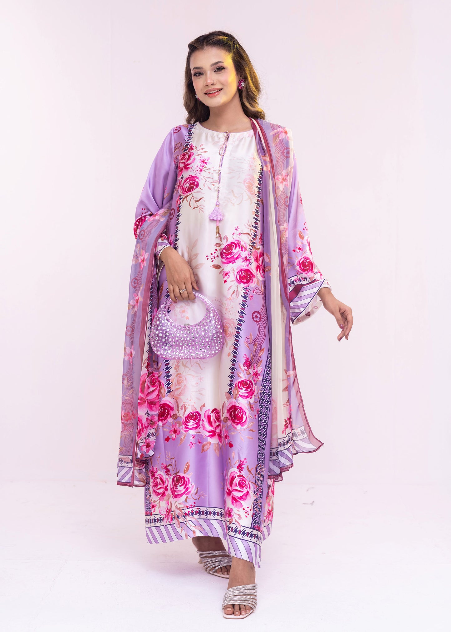 Lavender Blossom Charm Kameez With  Dupatta Set