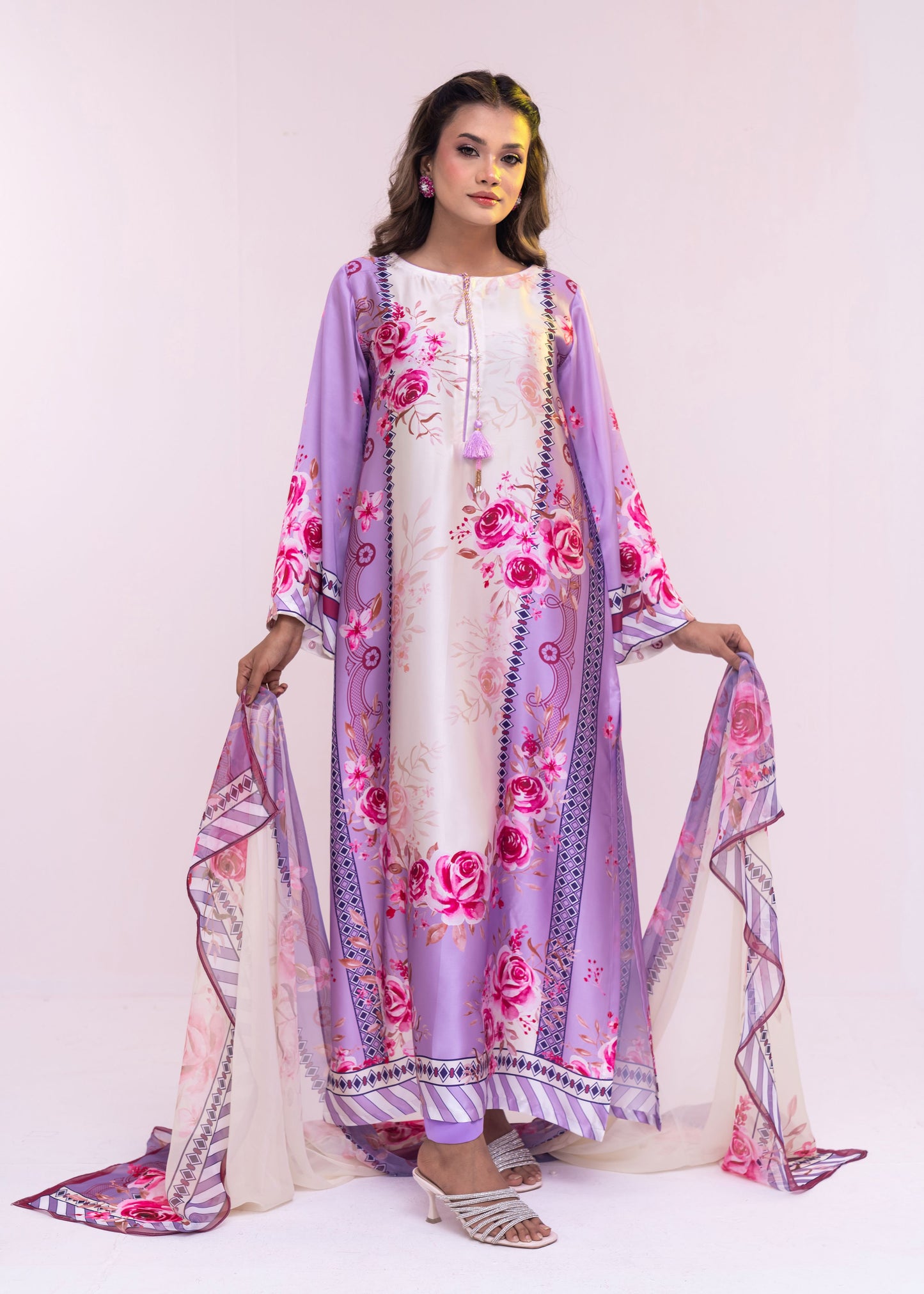 Lavender Blossom Charm Kameez With  Dupatta Set