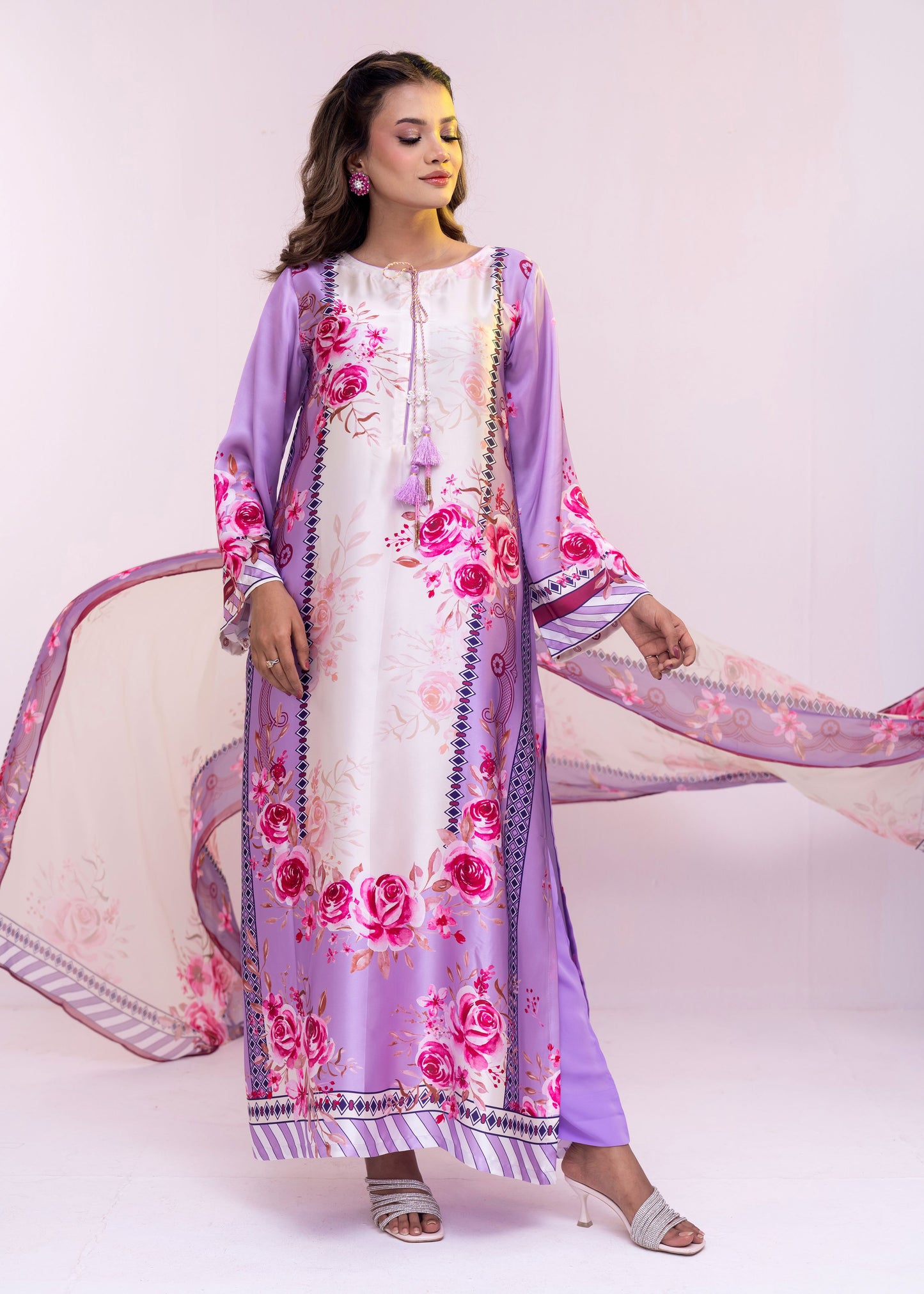 Lavender Blossom Charm Kameez With  Dupatta Set