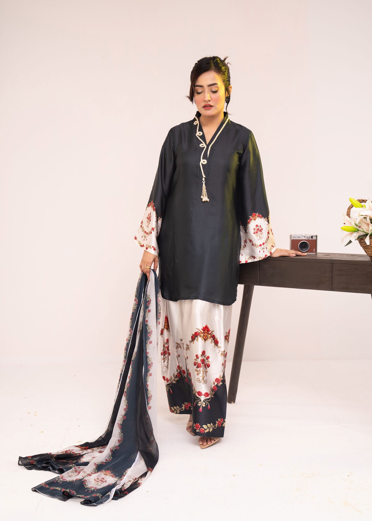 Midnight Floral Grace Three-Piece Set