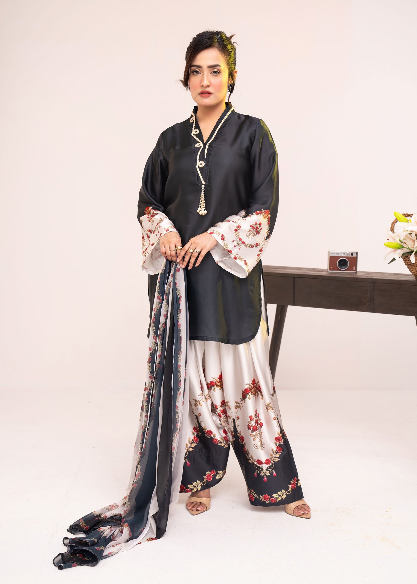 Midnight Floral Grace Three-Piece Set
