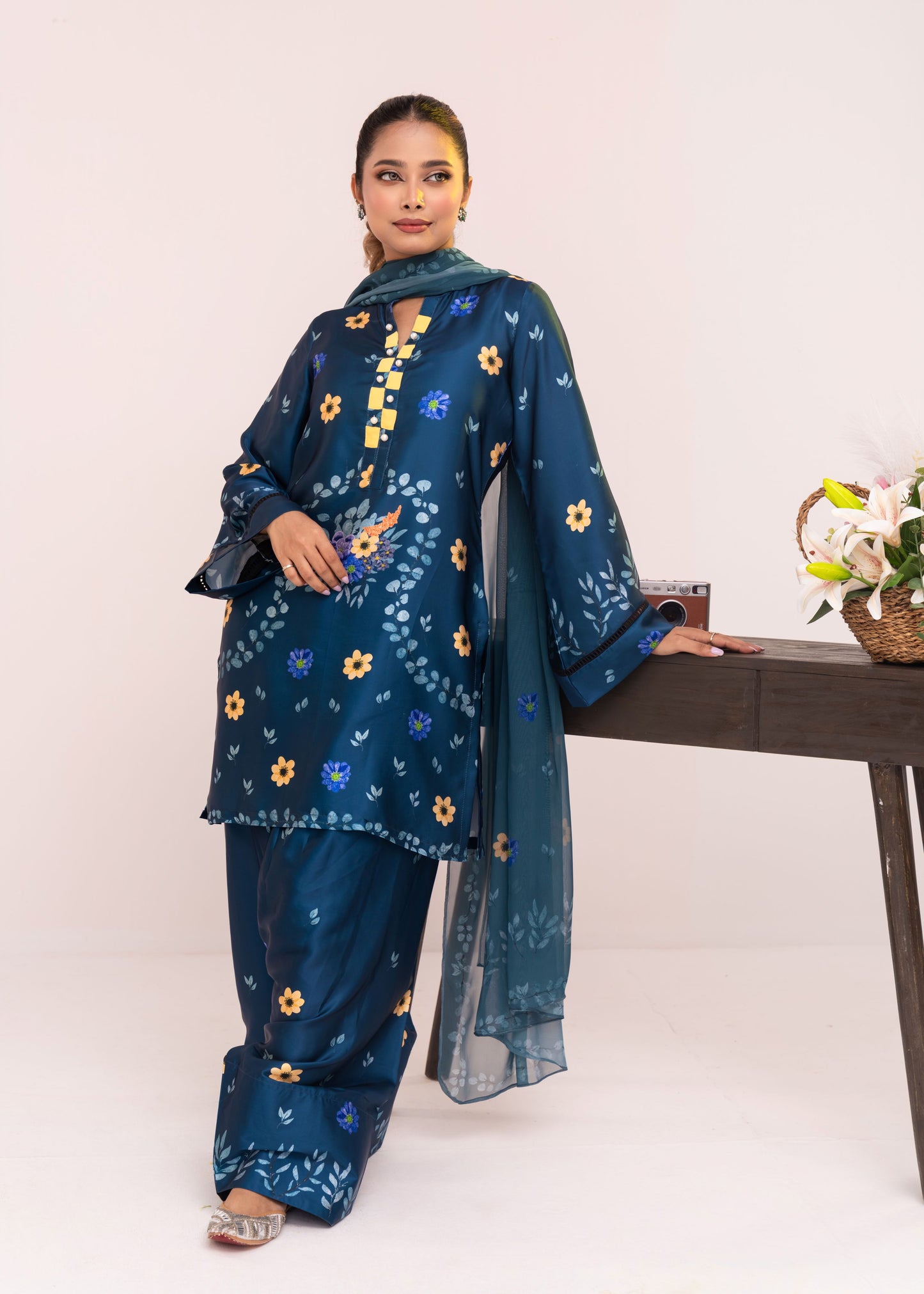 Midnight Bloom Floral Three-Piece Set
