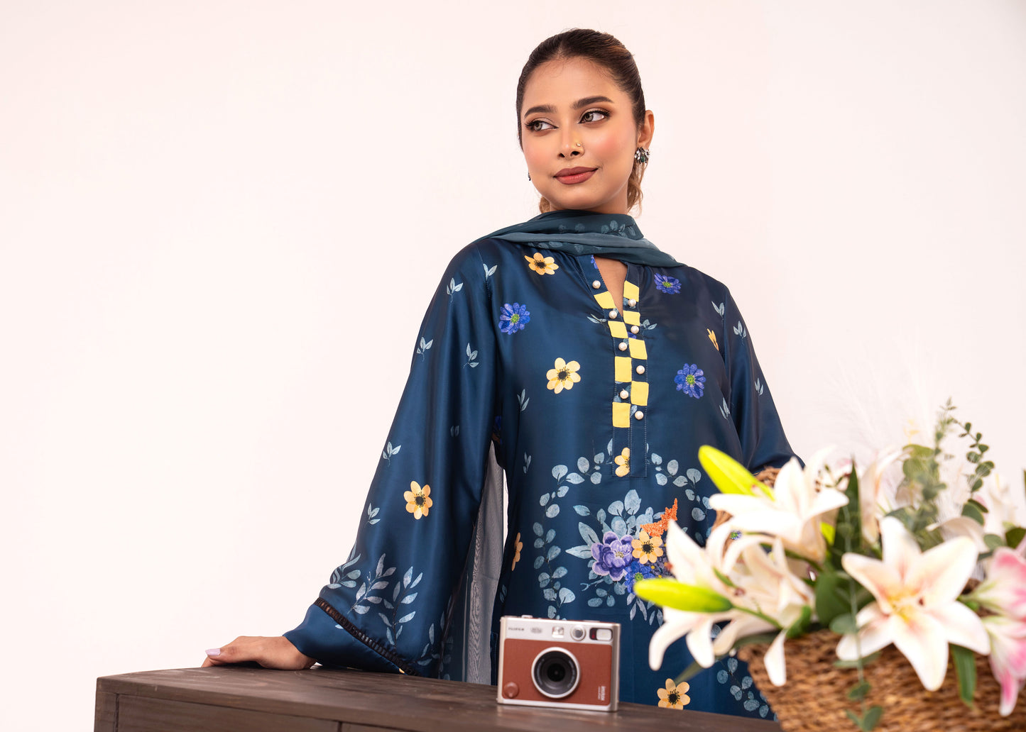 Midnight Bloom Floral Three-Piece Set