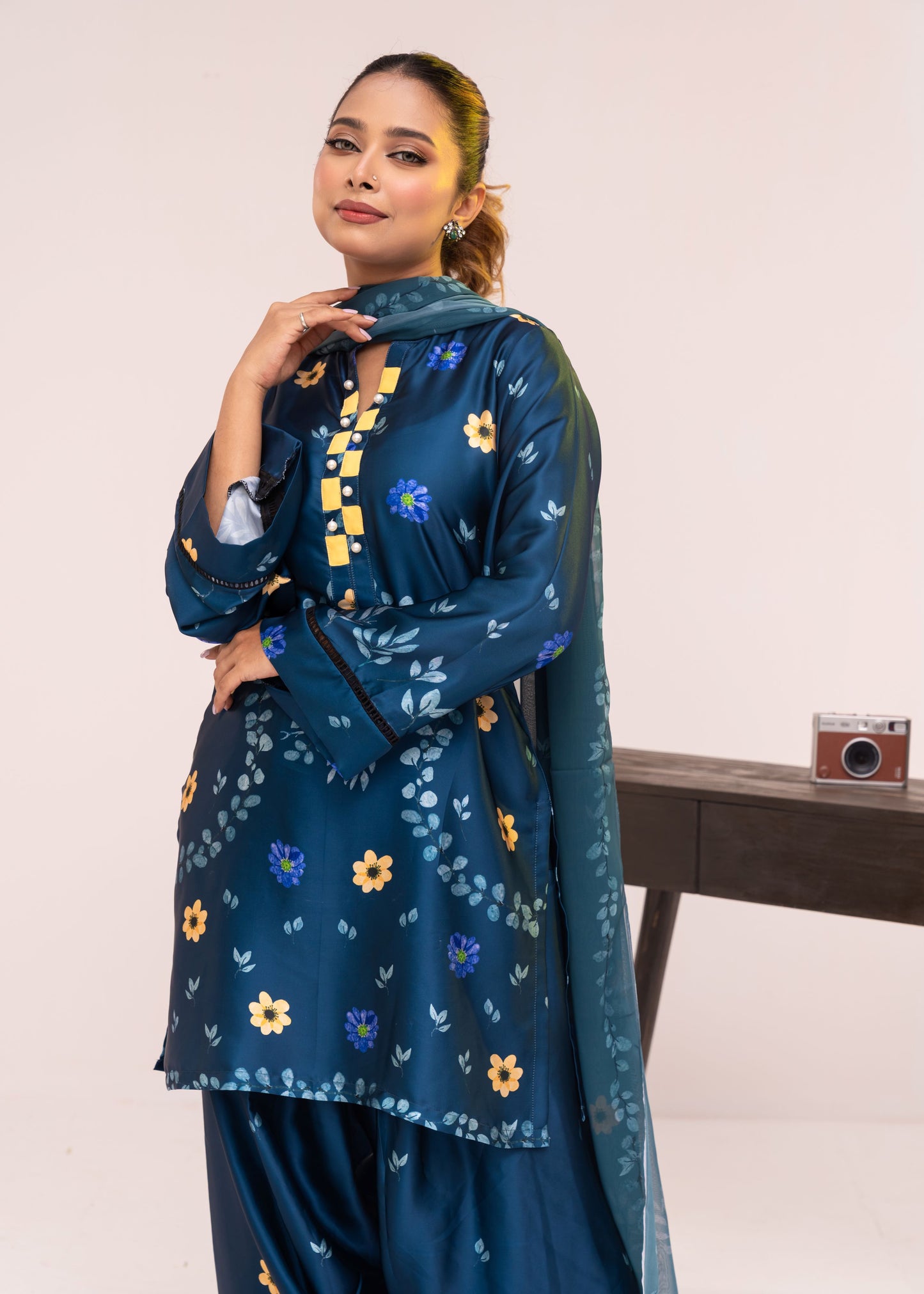 Midnight Bloom Floral Three-Piece Set