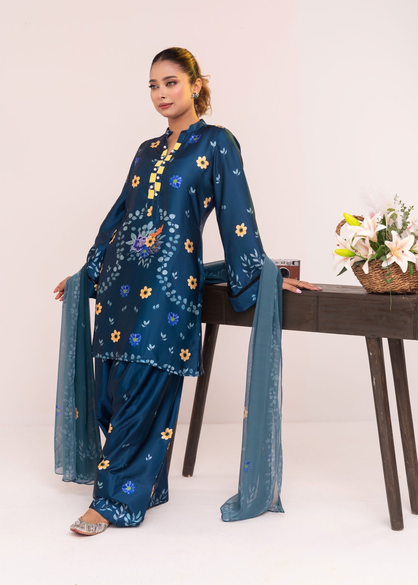 Midnight Bloom Floral Three-Piece Set