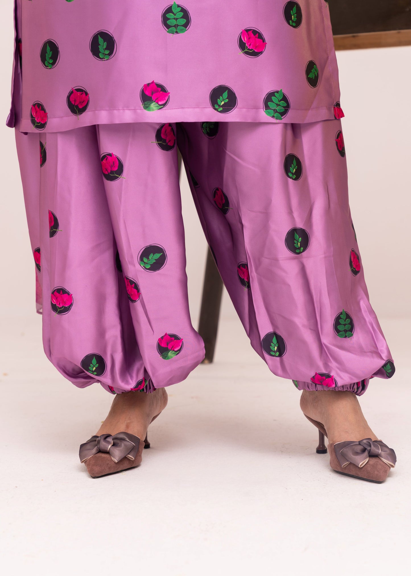 Mauve Purple Polka Dot  Three-Piece Set