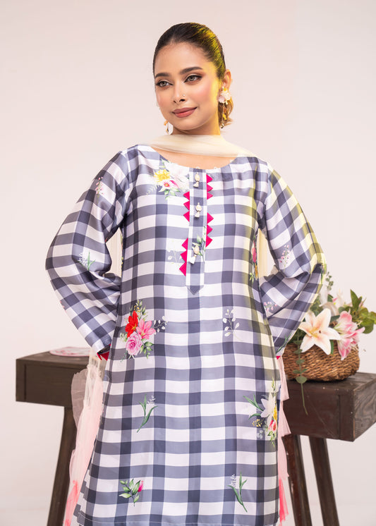 Checkered Charm  Kameez And Pant Set