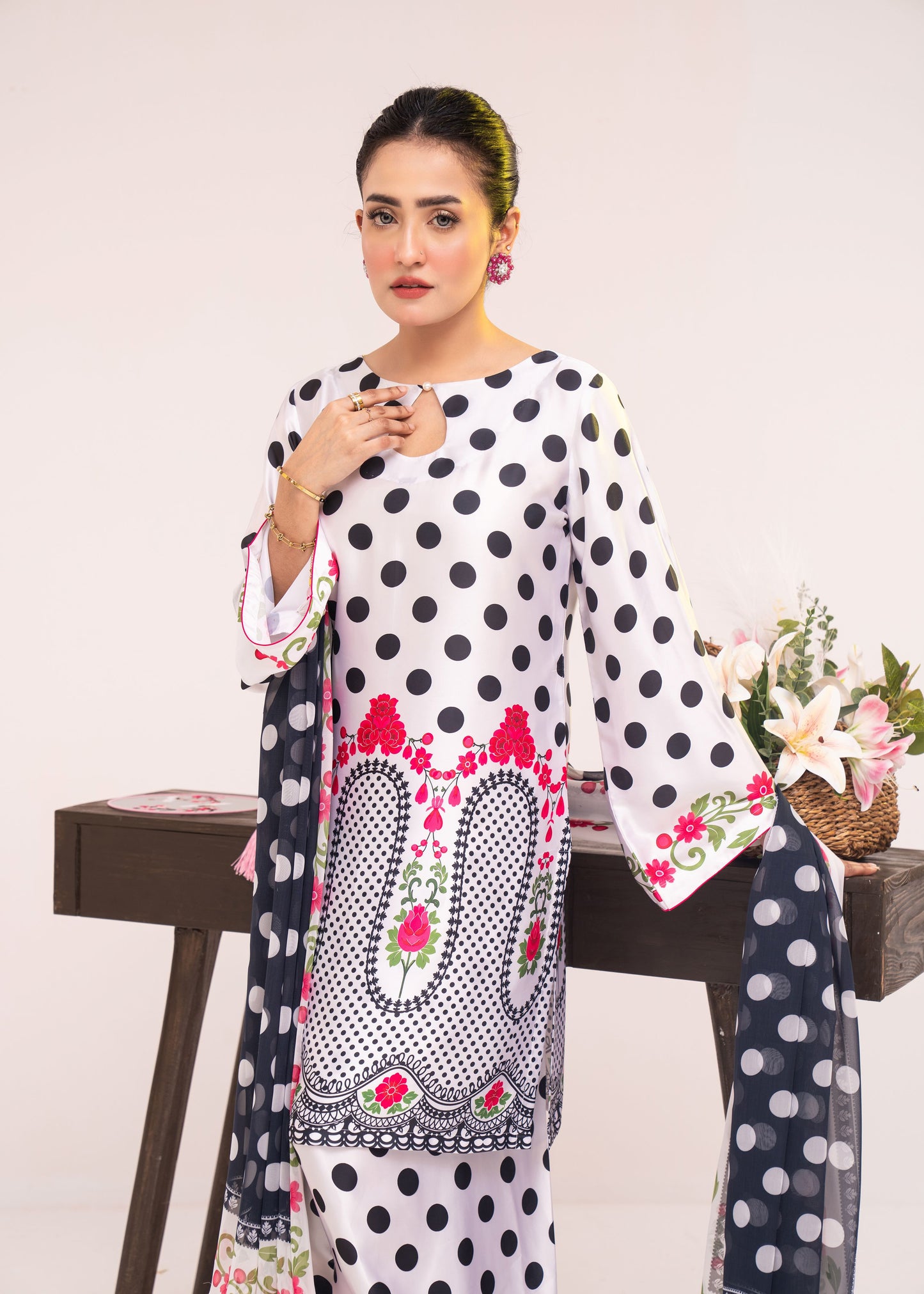 Polka Bloom Charm Three-Piece Set
