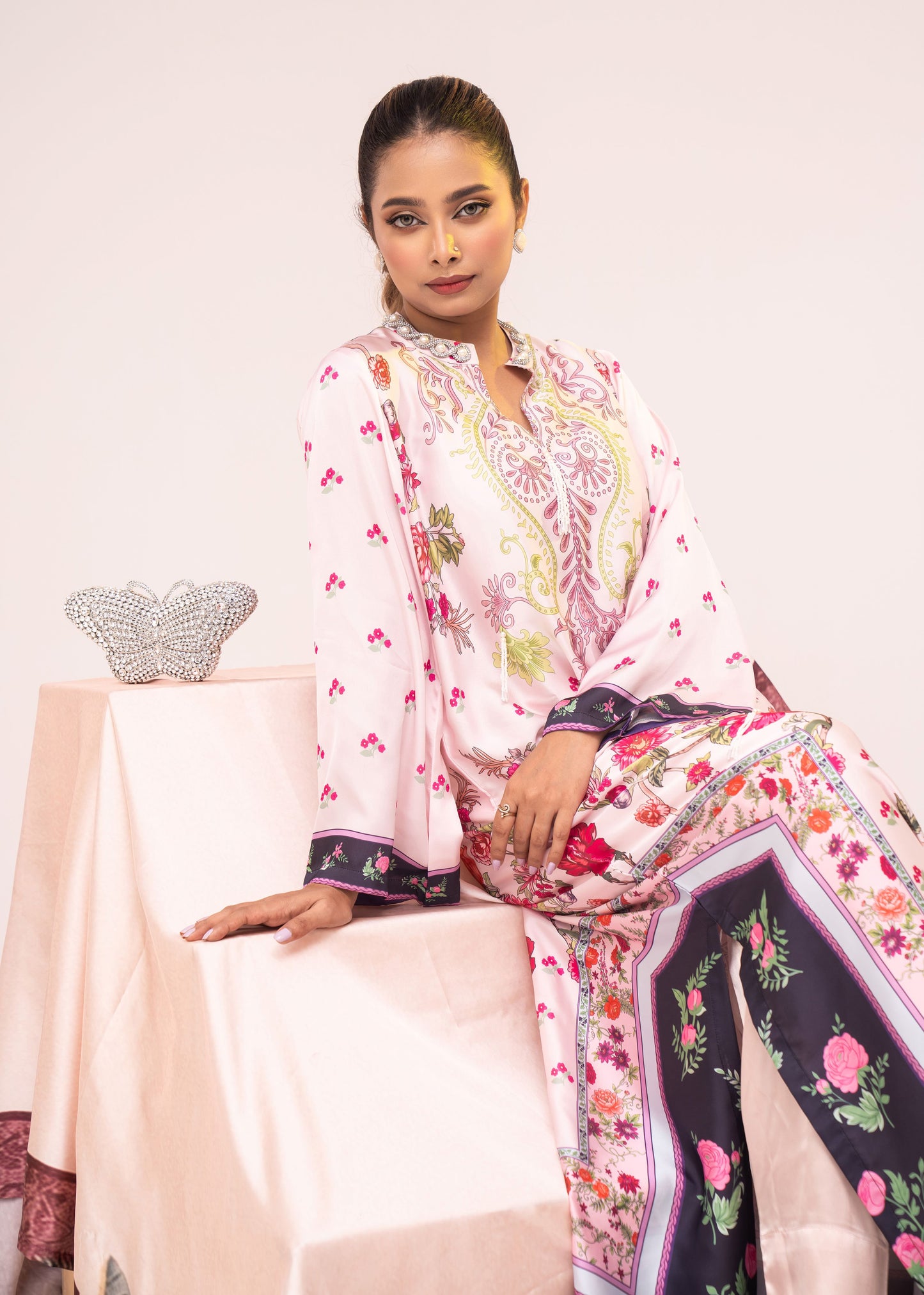 Blush Floral Long Kameez