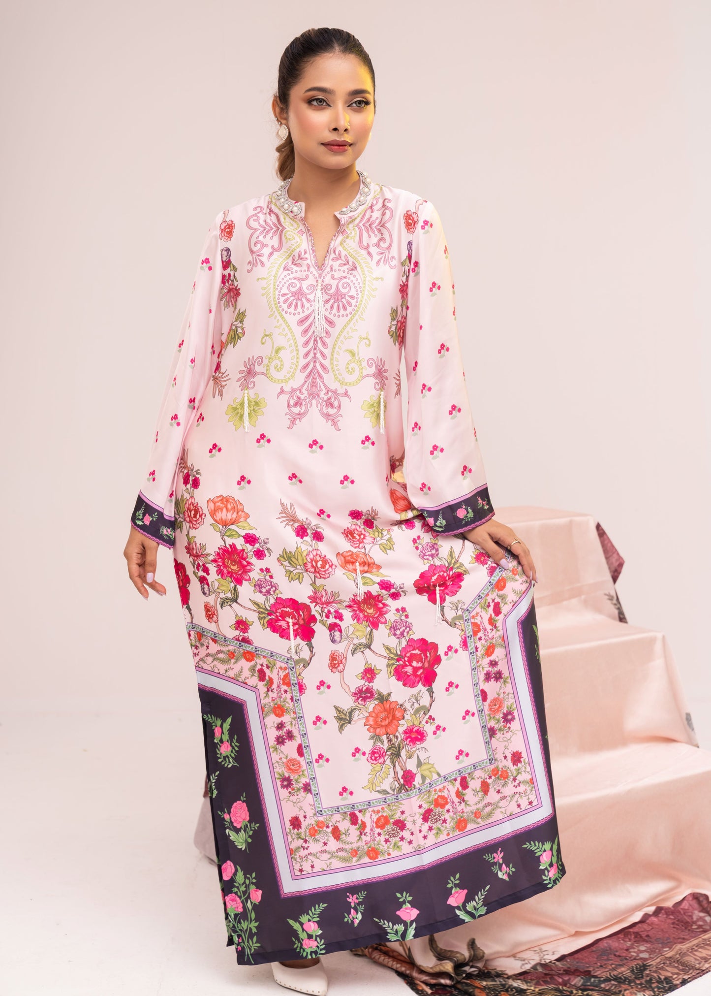 Blush Floral Long Kameez