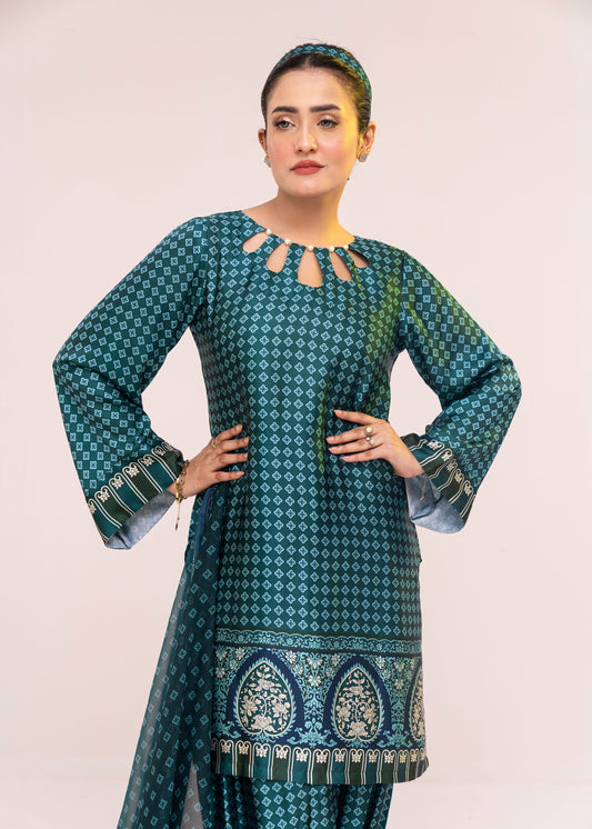 Teal Bloom Elegance Three-Piece Set