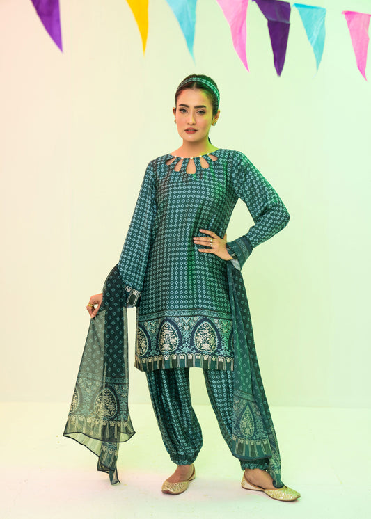 Teal Bloom Elegance Three-Piece Set