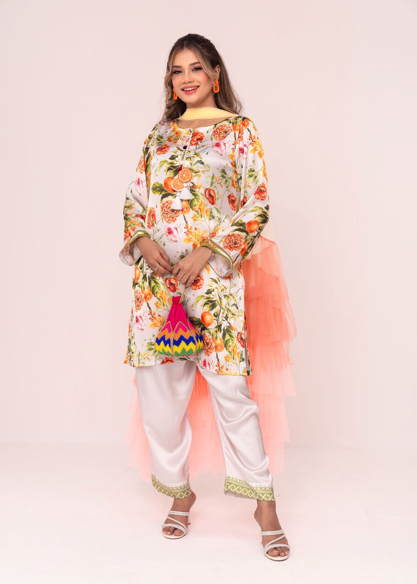 Citrus Bloom Charm Kameez And Pant Set