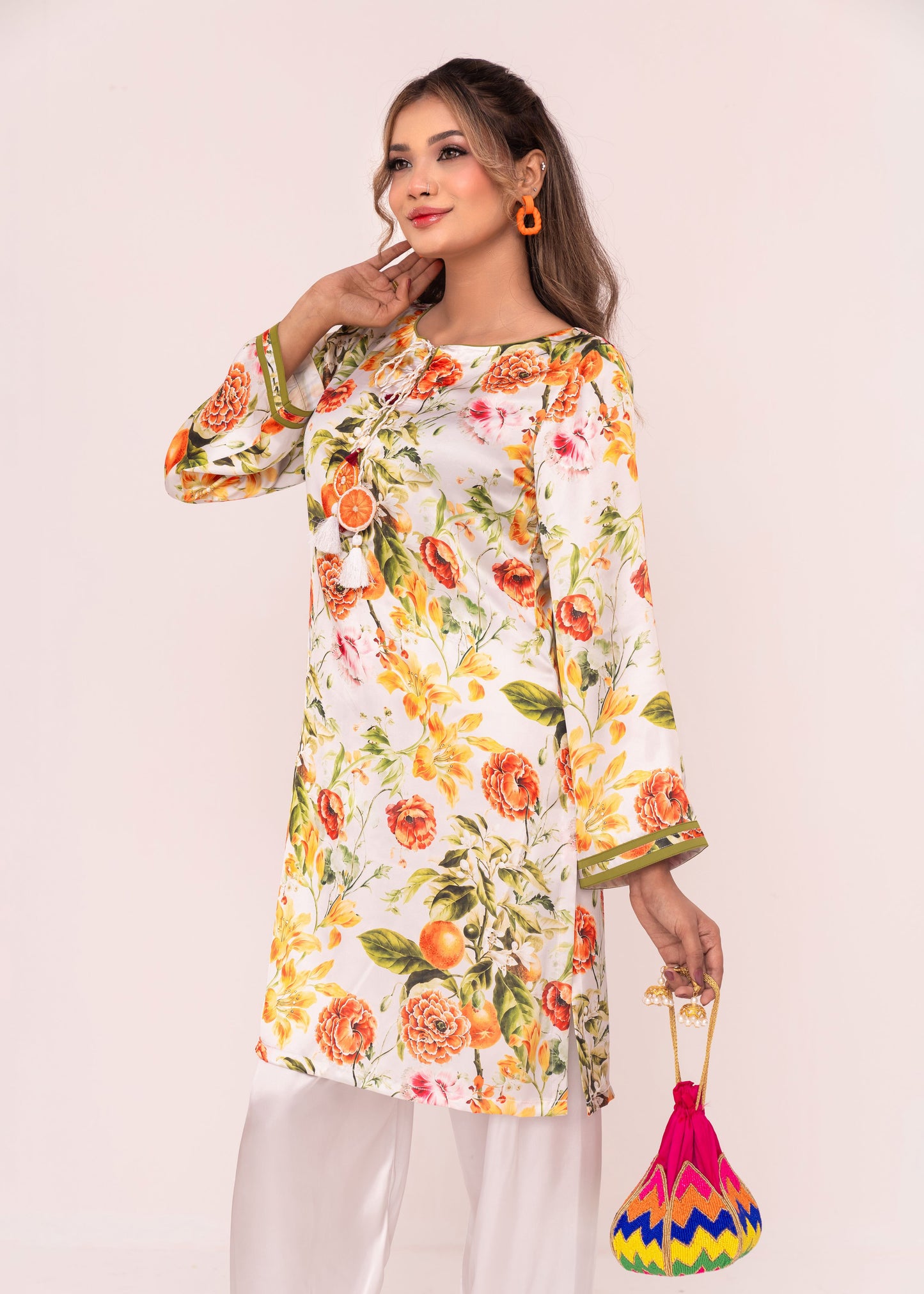 Citrus Bloom Charm Kameez And Pant Set