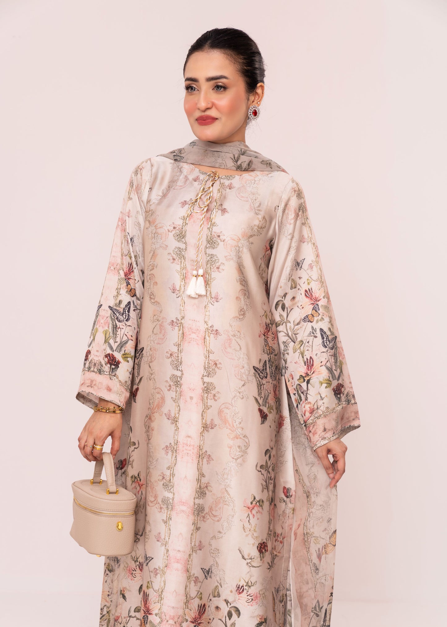 Ivory Bloom Grace Kameez With  Dupatta Set
